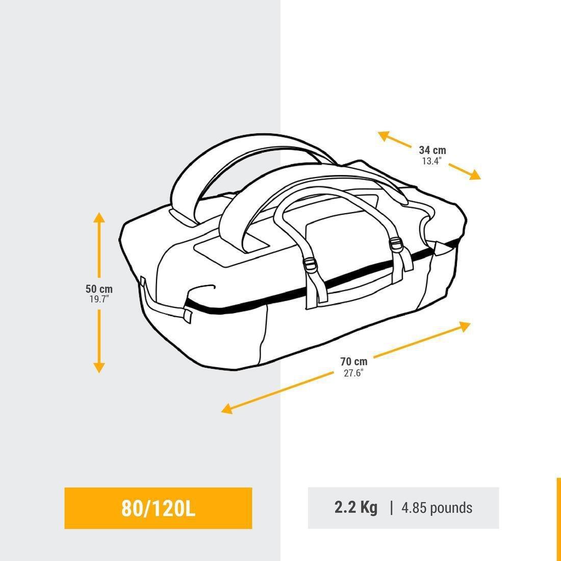 BRICK RED Waterproof Trekking Carry Bag - 80 L to 120 L - DUFFEL 900 EXTEND WP, No Color, large image number 2
