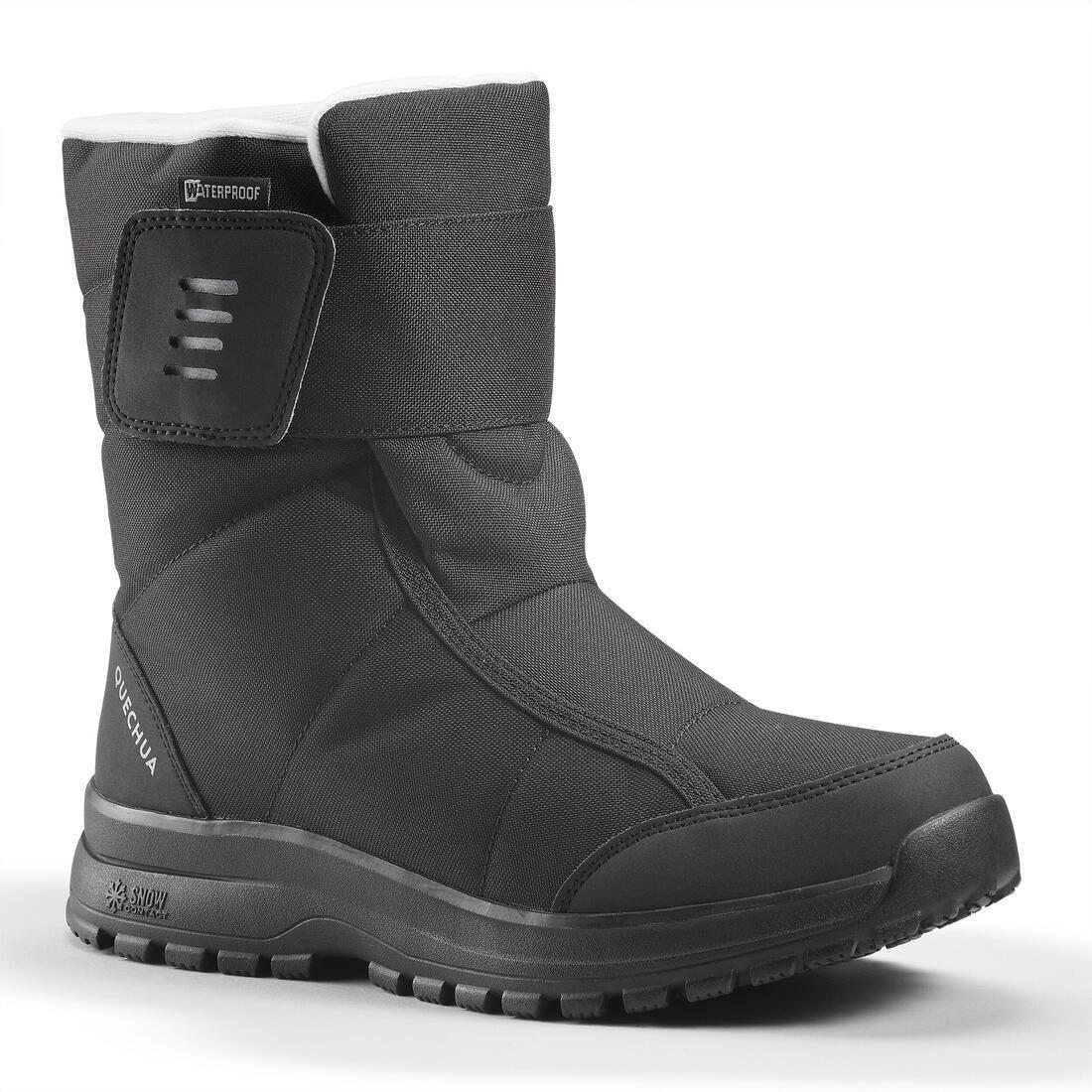 BLACK Women's warm waterproof snow hiking boots - SH100 Velcro, , large image number 0