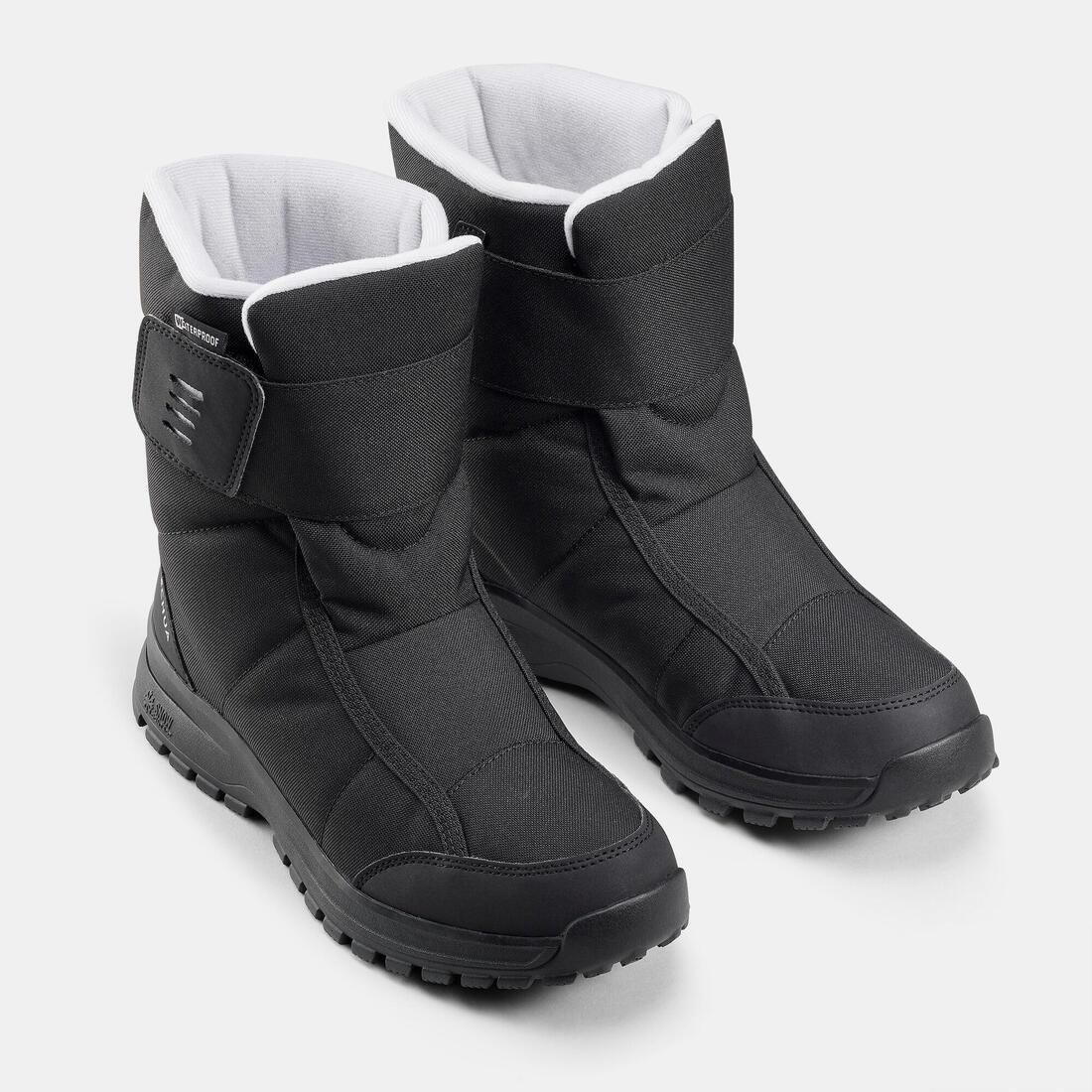 BLACK Women's warm waterproof snow hiking boots - SH100 Velcro, , large image number 1