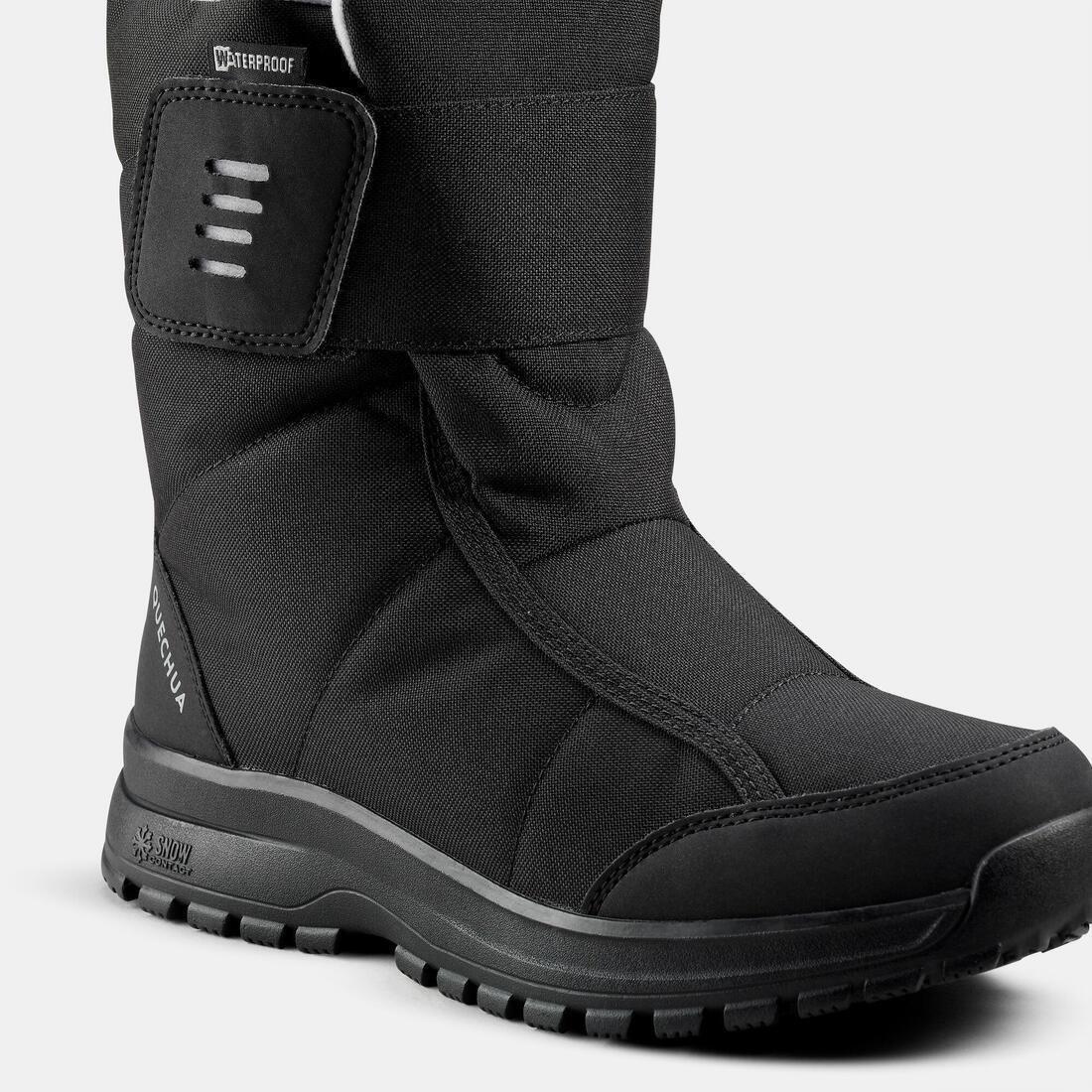 BLACK Women's warm waterproof snow hiking boots - SH100 Velcro, No Color, large image number 4