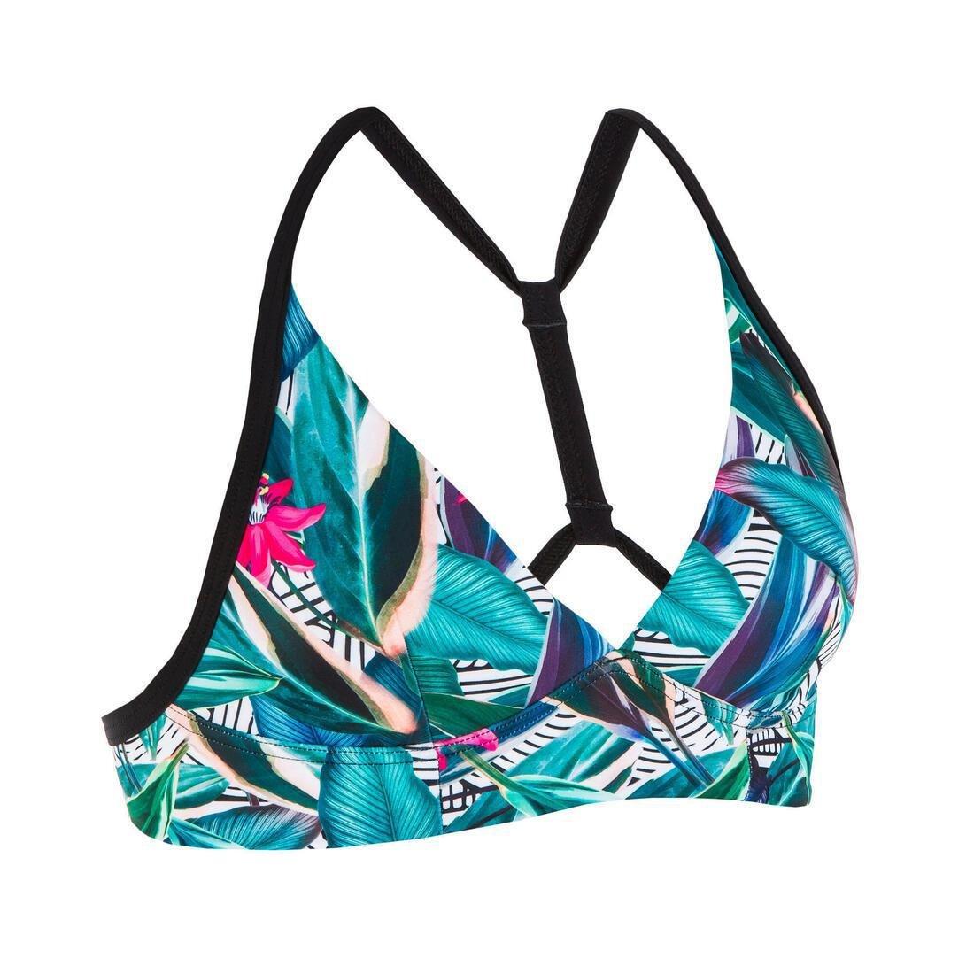 Women Surfing Swimsuit Bikini Top With Adjustable Back, Green, No Color, medium