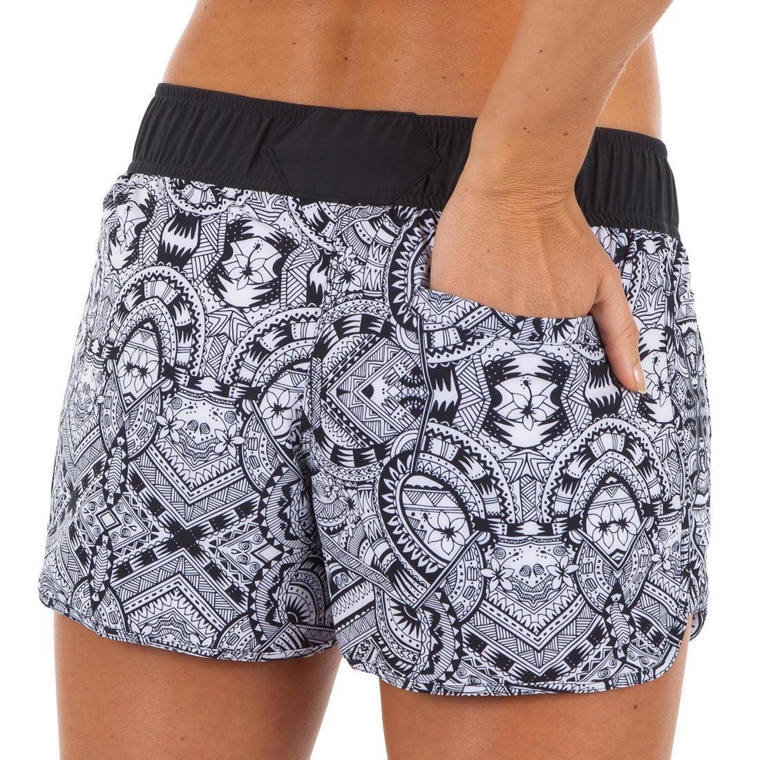 OLAIAN - Women's Boardshorts With Elasticated Waistband And Drawstring Tini Colorb, Black