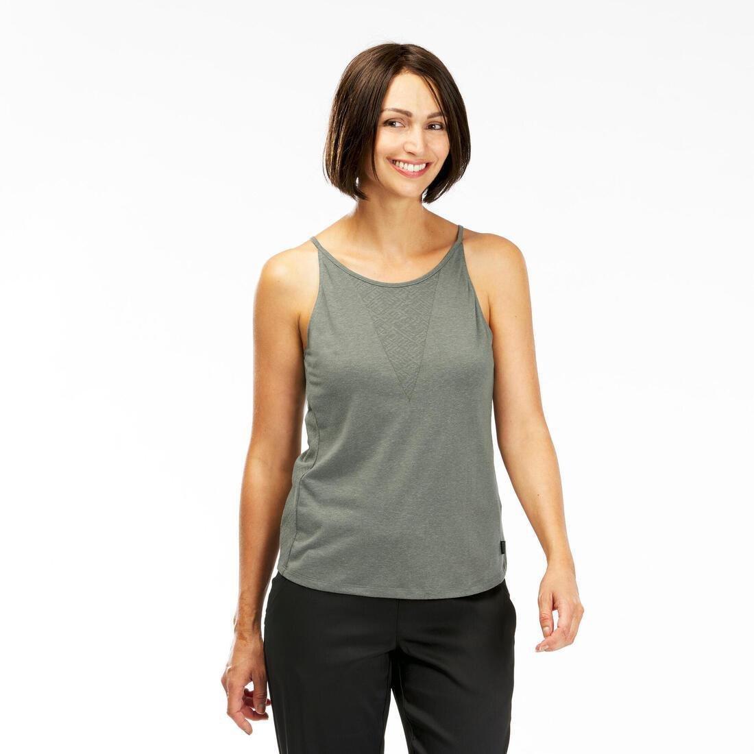 Womens Country Walking Vest Top Nh500, Khaki Brown, No Color, medium