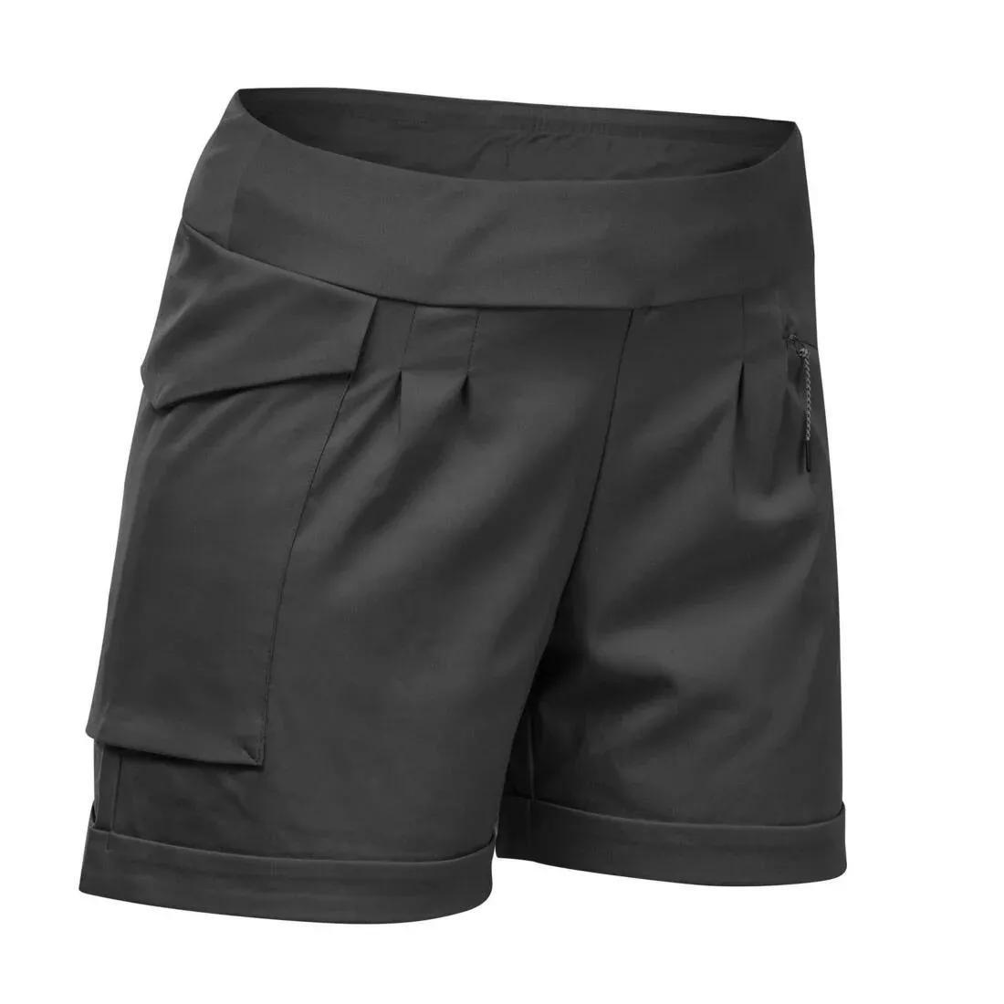 Women's Country Walking Shorts Nh500 Regular, Black, No Color, medium