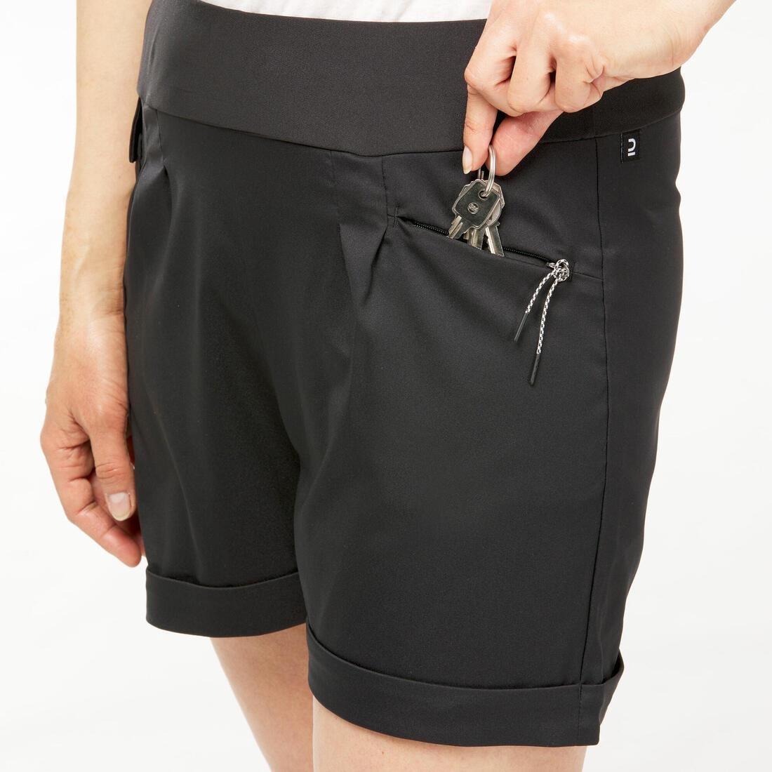 Women's Country Walking Shorts Nh500 Regular, Black, , large image number 4