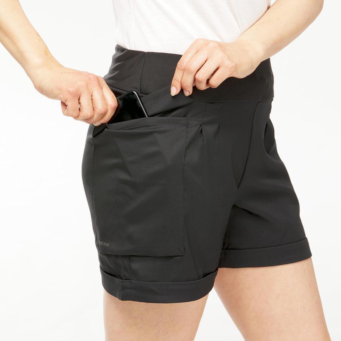 Women's Country Walking Shorts Nh500 Regular, Black, No Color, large image number 5