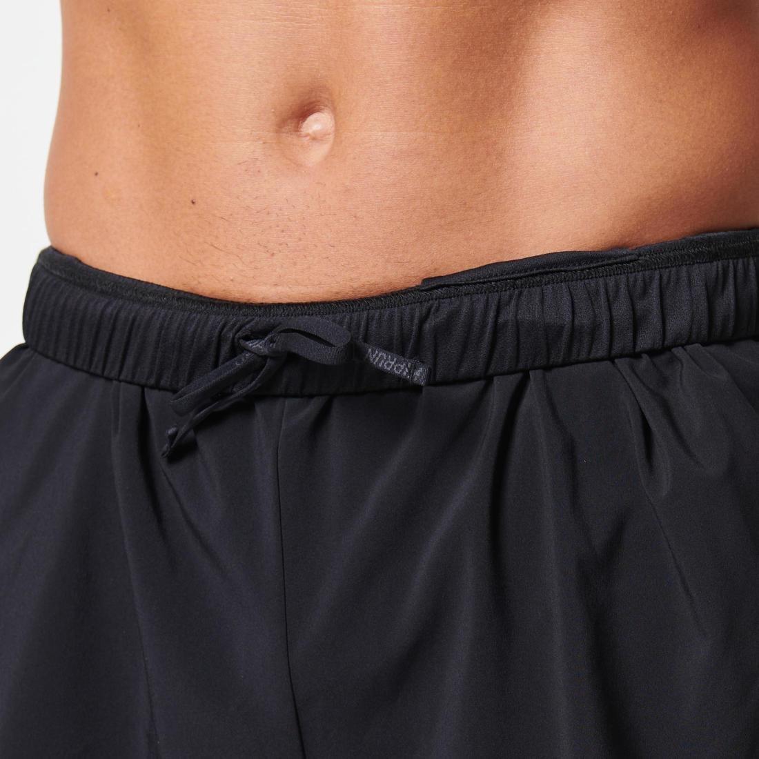 Men Split Running Shorts, Black, No Color, medium