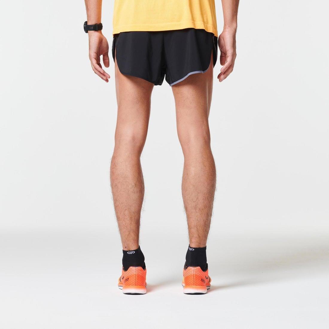 Men Split Running Shorts, Black, No Color, large image number 4