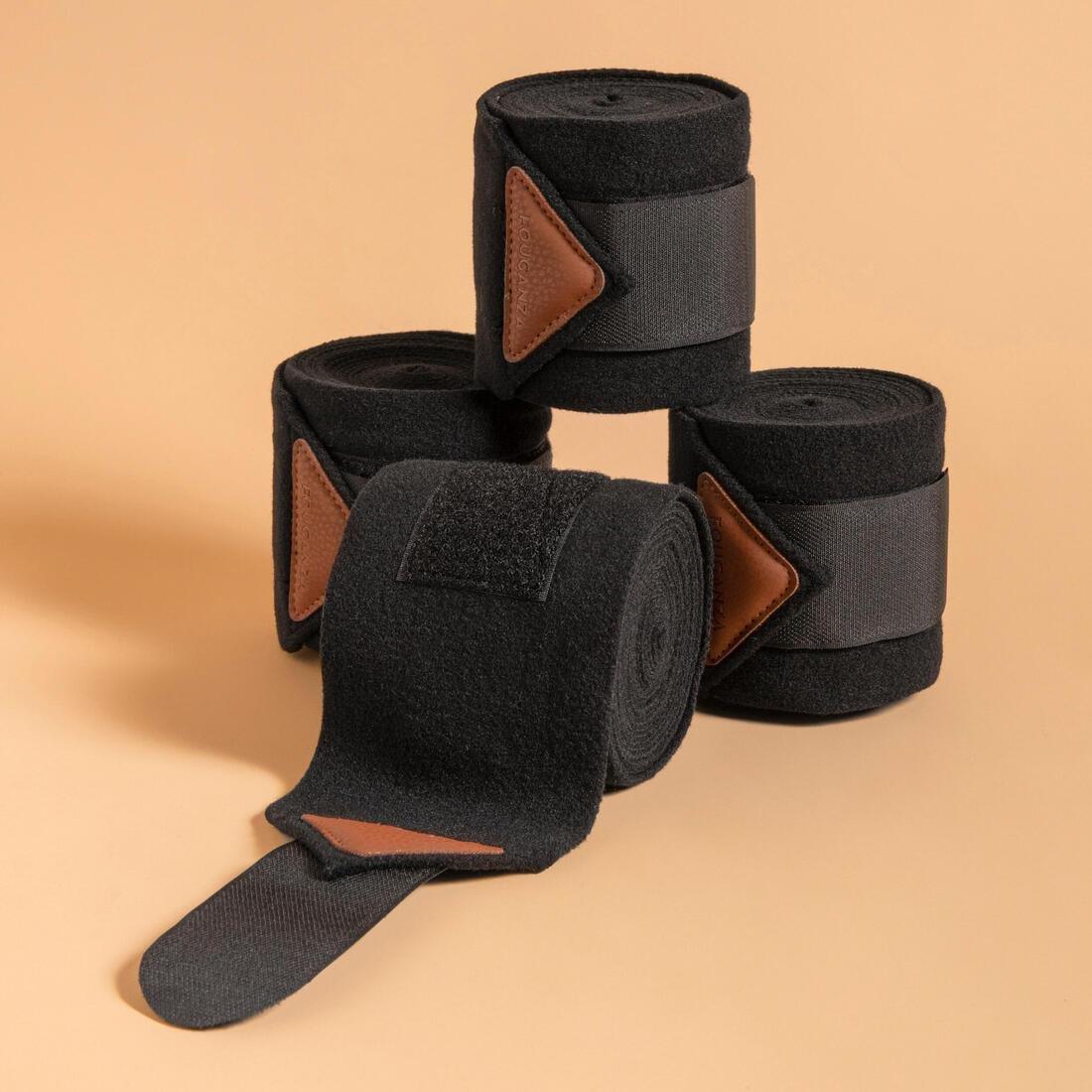 Horse Riding Polo Bandages for Horse and Pony - 4-Pack, Black, 5401_000, large image number 0