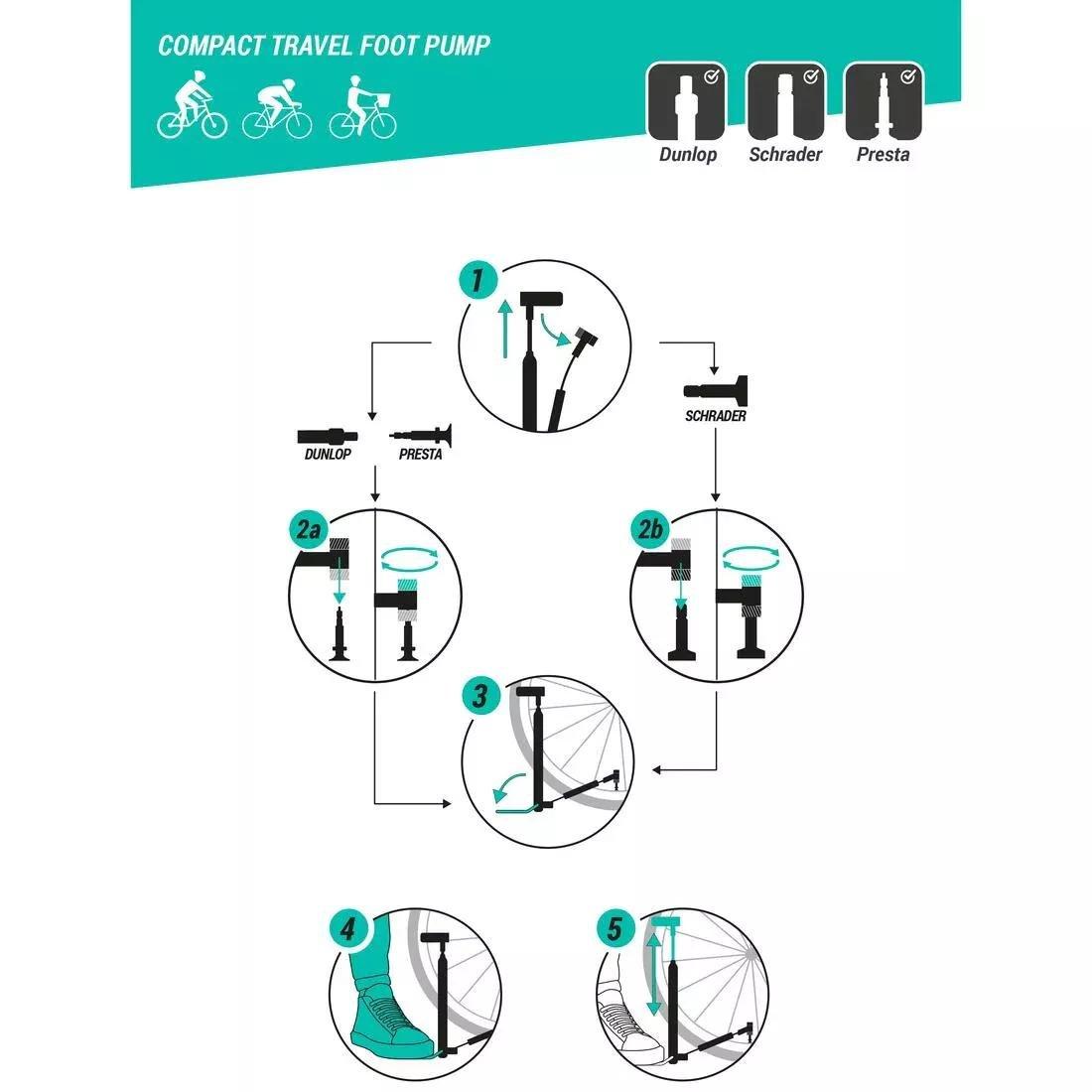 DEFAULT Portable Travel Foot Pump, No Color, large image number 4