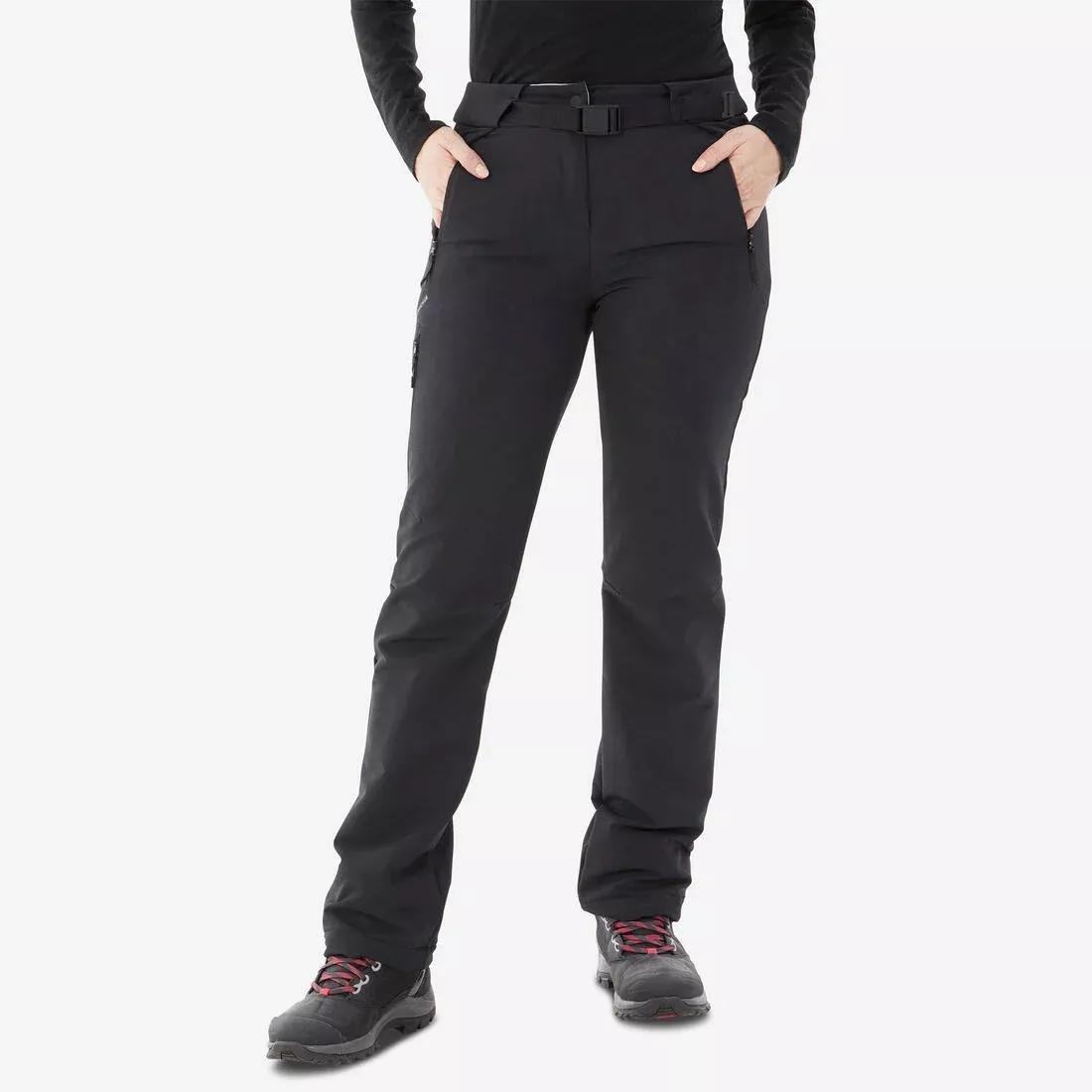 BLACK WOMEN'S WARM WATER-REPELLENT SNOW HIKING TROUSERS - SH500 MOUNTAIN, No Color, medium