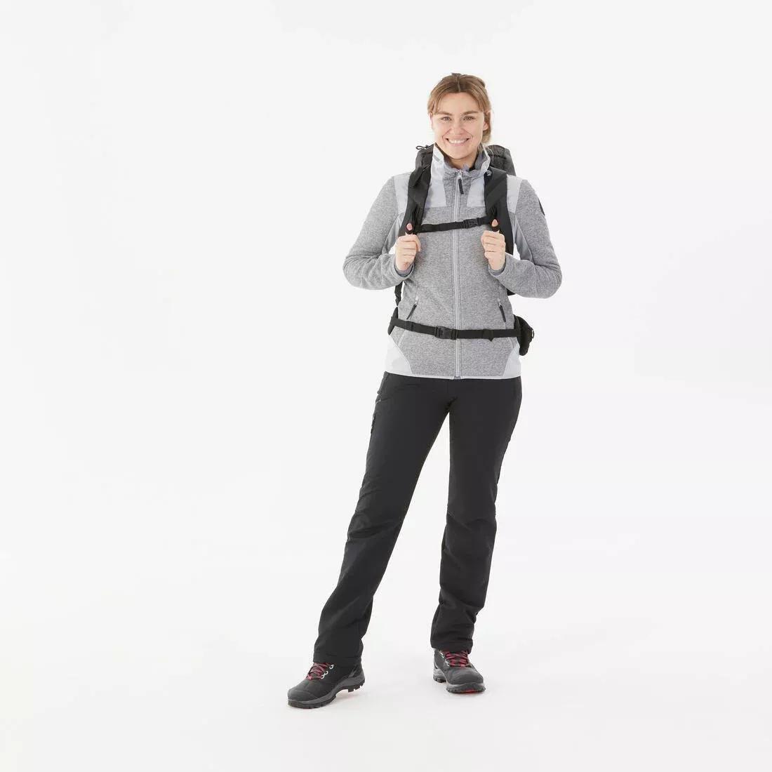 BLACK WOMEN'S WARM WATER-REPELLENT SNOW HIKING TROUSERS - SH500 MOUNTAIN, No Color, medium