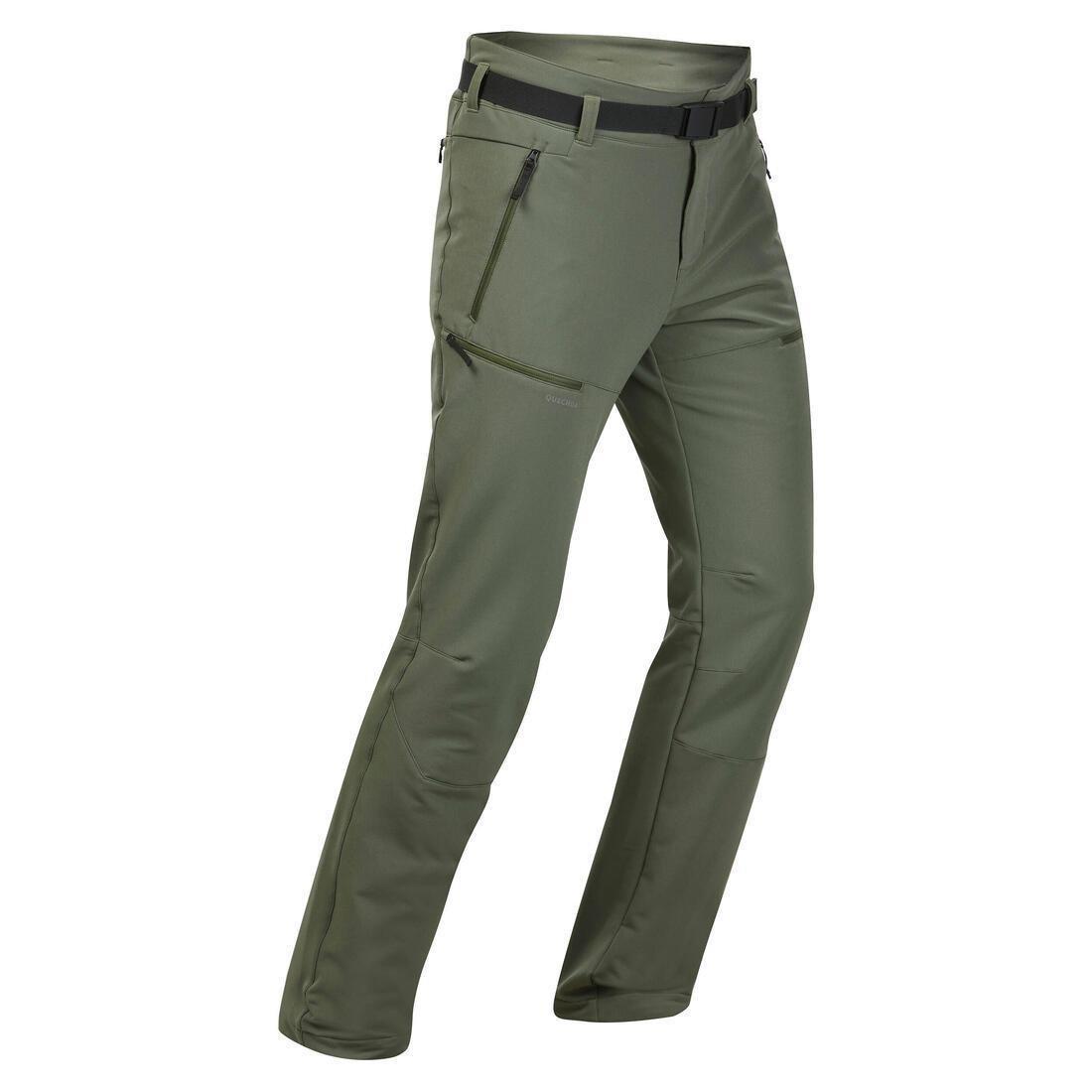 Men Warm Water-Repellent Snow Hiking Trousers - SH500 Mountain, Green, No Color, medium