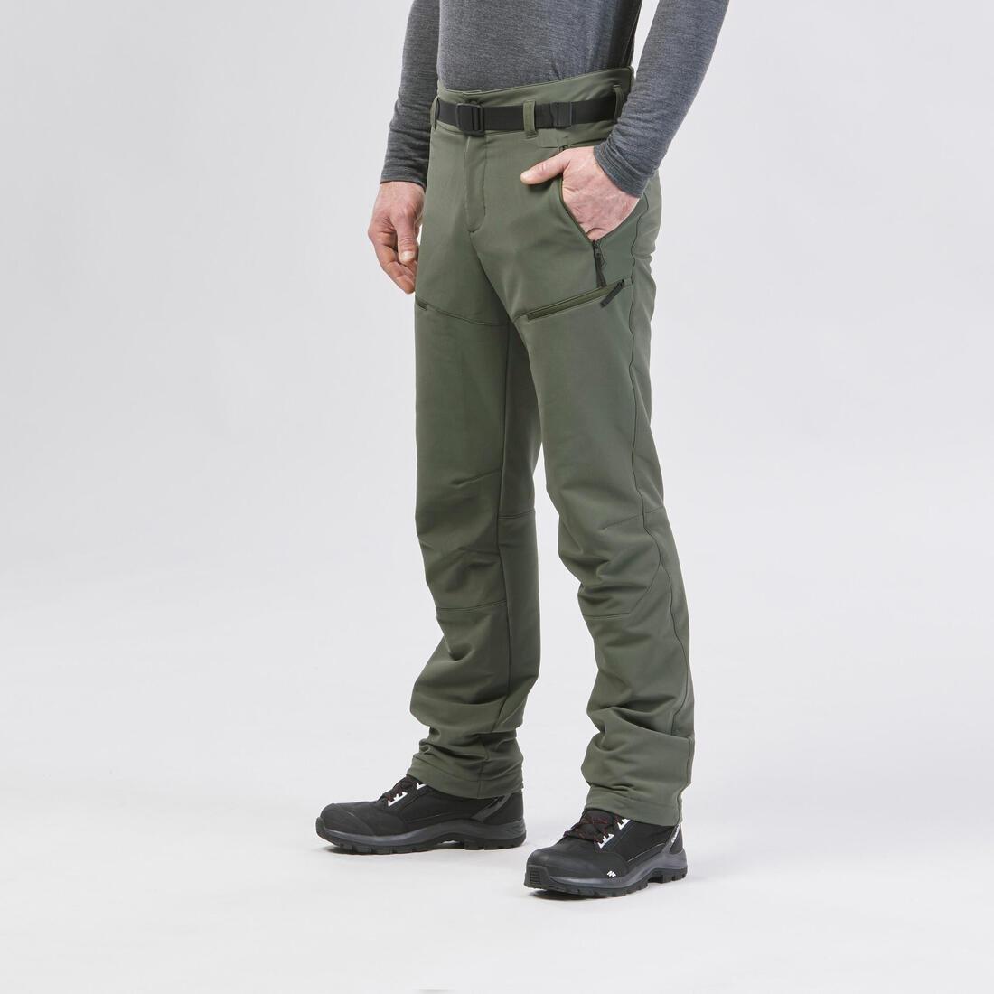Men Warm Water-Repellent Snow Hiking Trousers - SH500 Mountain, Green, No Color, medium