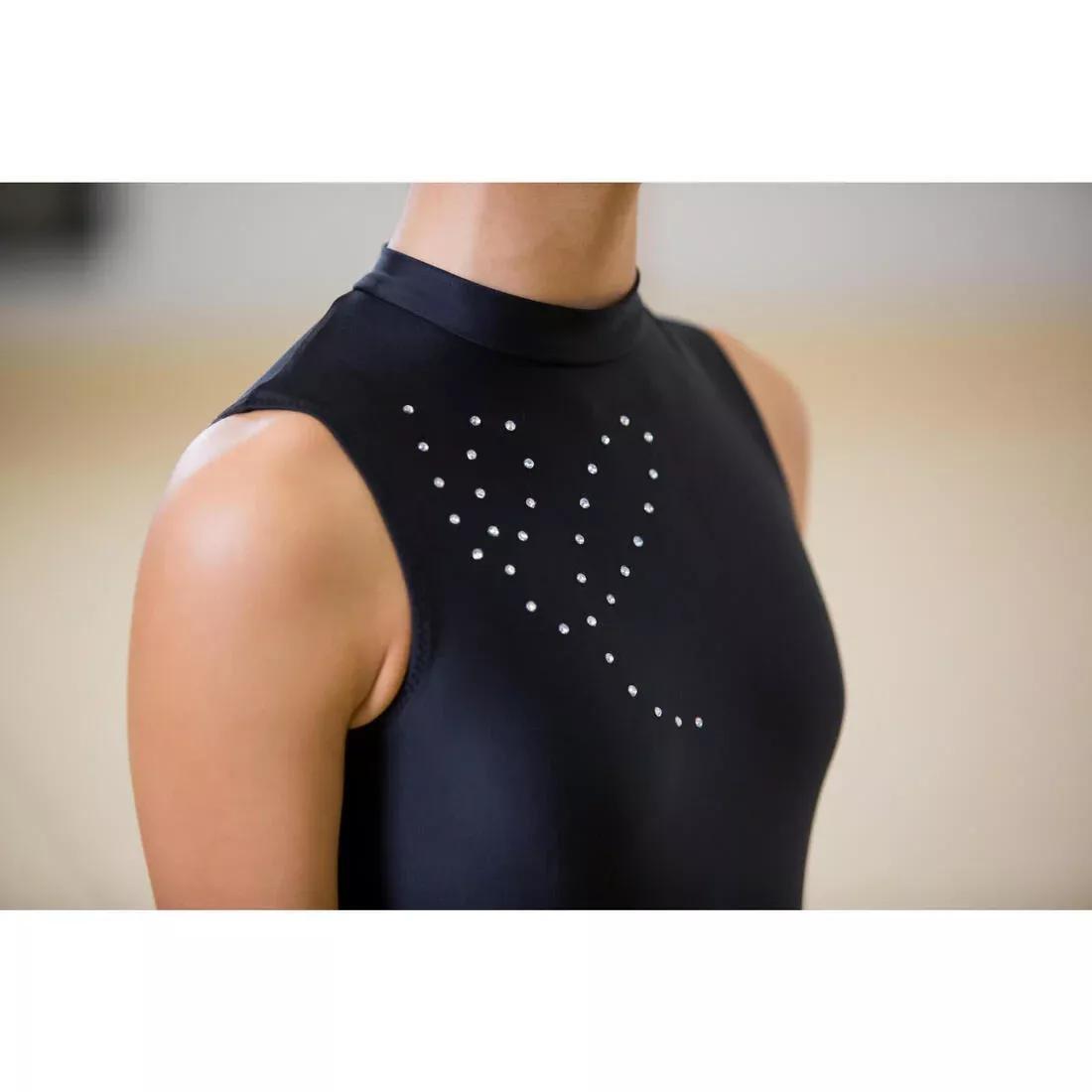 BLACK Rhythmic Gymnastics Sleeveless Leotard - Black Rhinestones, No Color, large image number 2