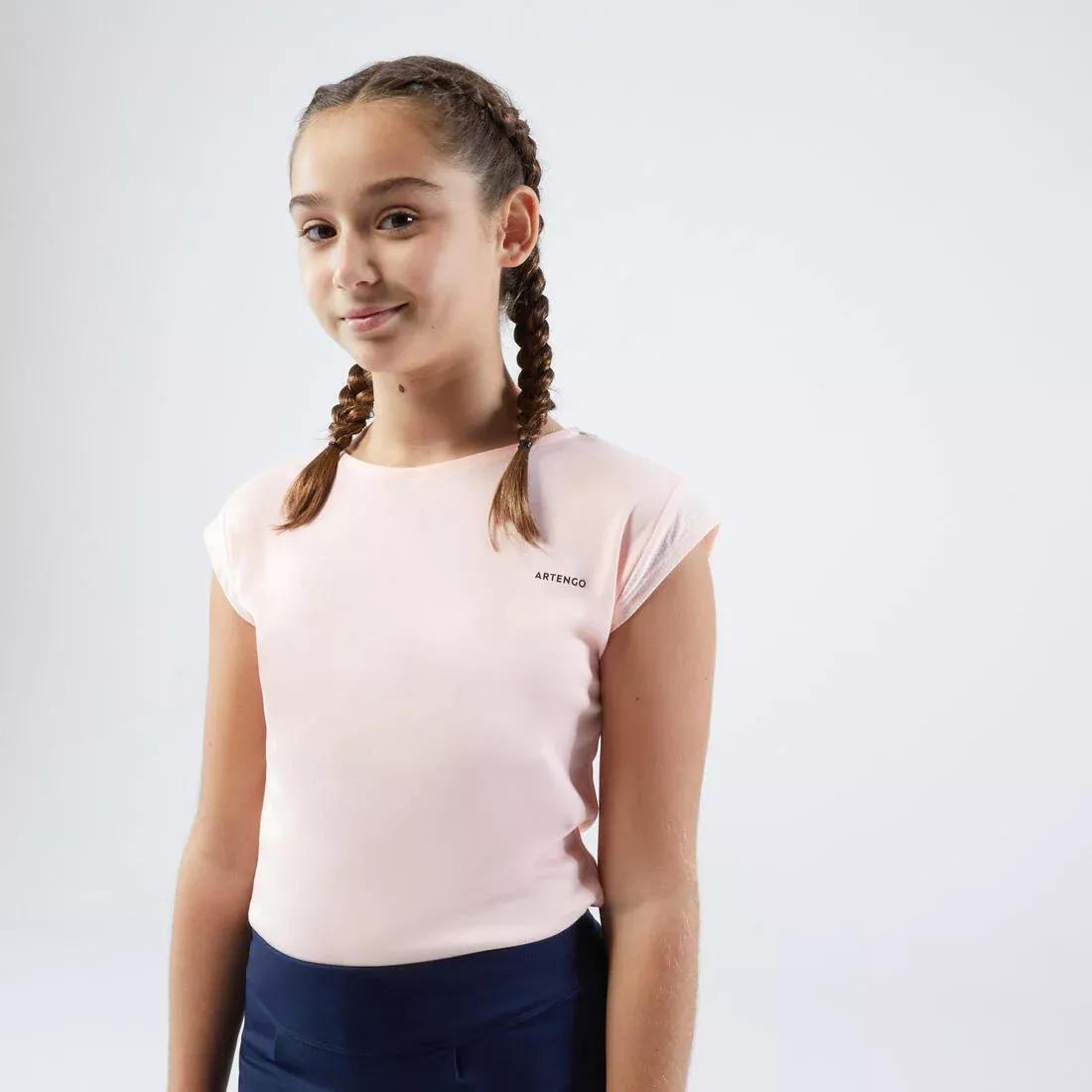 Girls T-Shirt 500, Fluo Pale Peach, , large image number 1