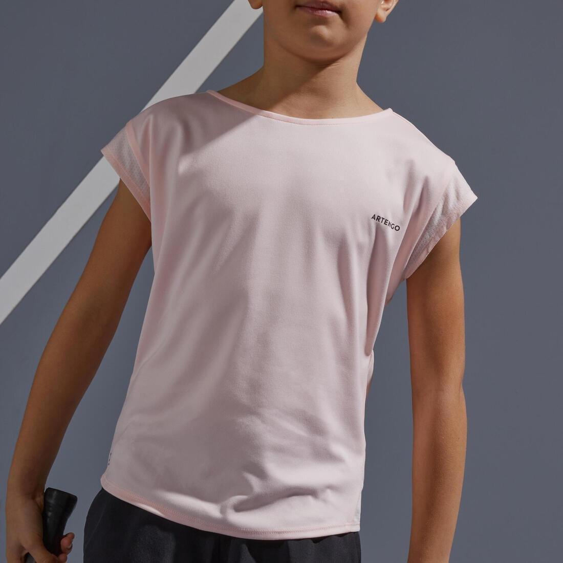 Girls T-Shirt 500, Fluo Pale Peach, , large image number 4