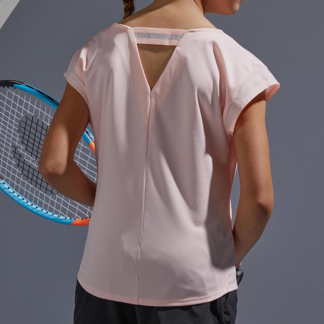 Girls T-Shirt 500, Fluo Pale Peach, No Color, large image number 6