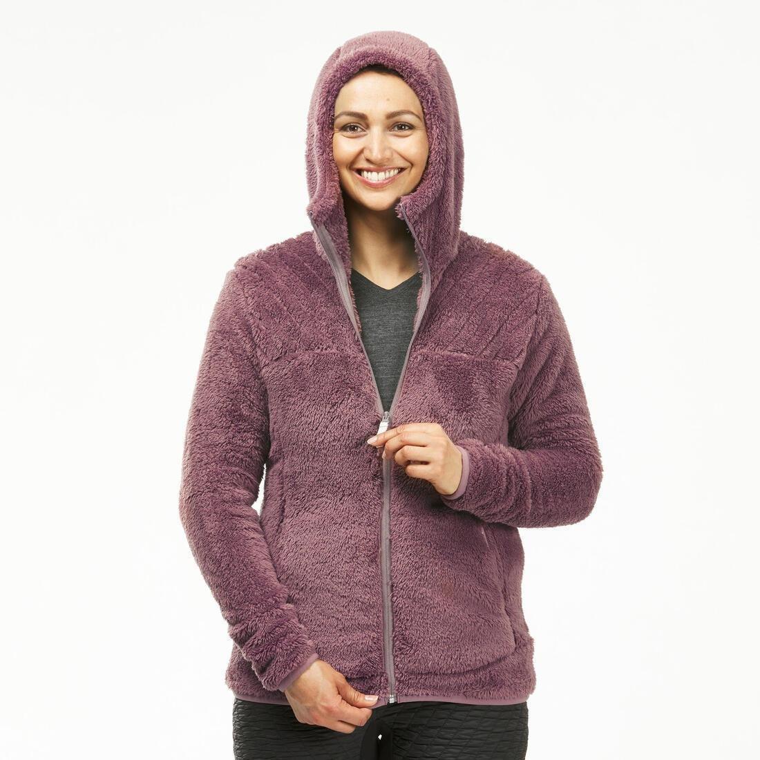 Women Warm Fleece Hiking Jacket - Sh100 Ultra-Warm, White, , large image number 4