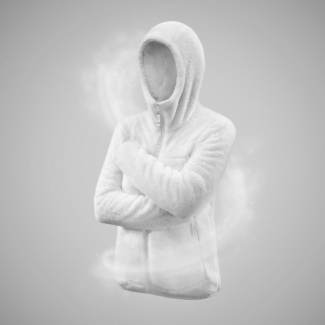 Women Warm Fleece Hiking Jacket - Sh100 Ultra-Warm, White, , large image number 8