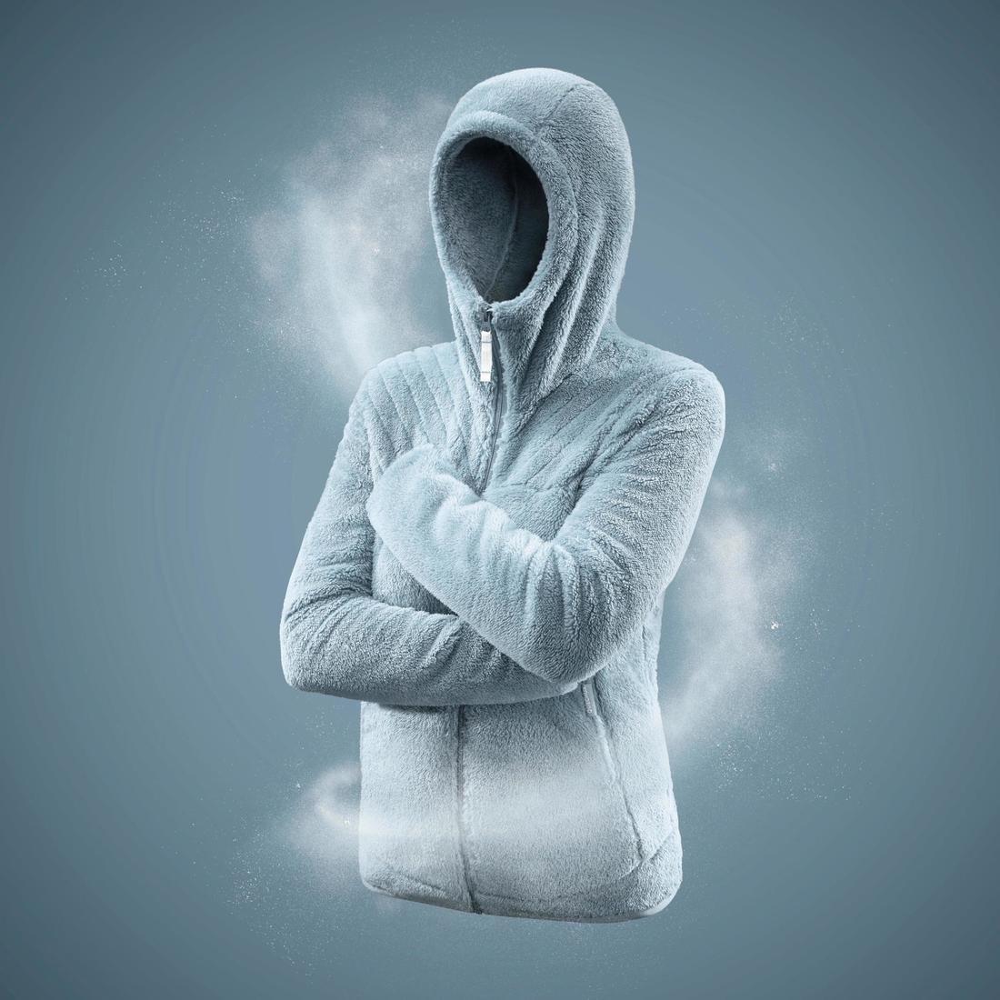 Women Warm Fleece Hiking Jacket - Sh100 Ultra-Warm, White, No Color, medium