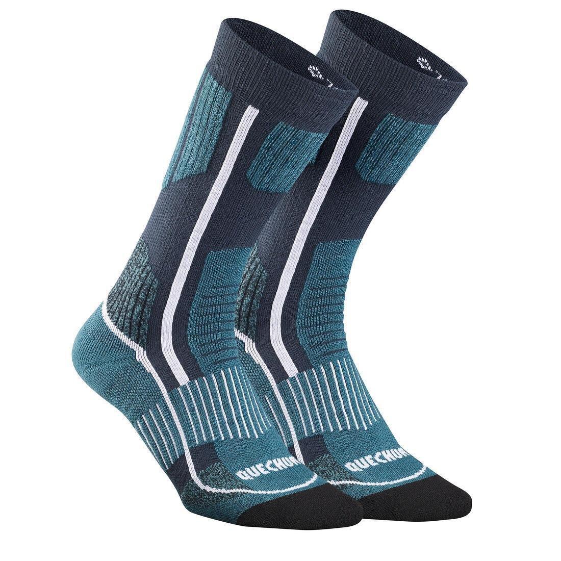 Unisex Warm Hiking Socks - Sh500 Mountain Mid - 2 Pairs, Navy, , large image number 12