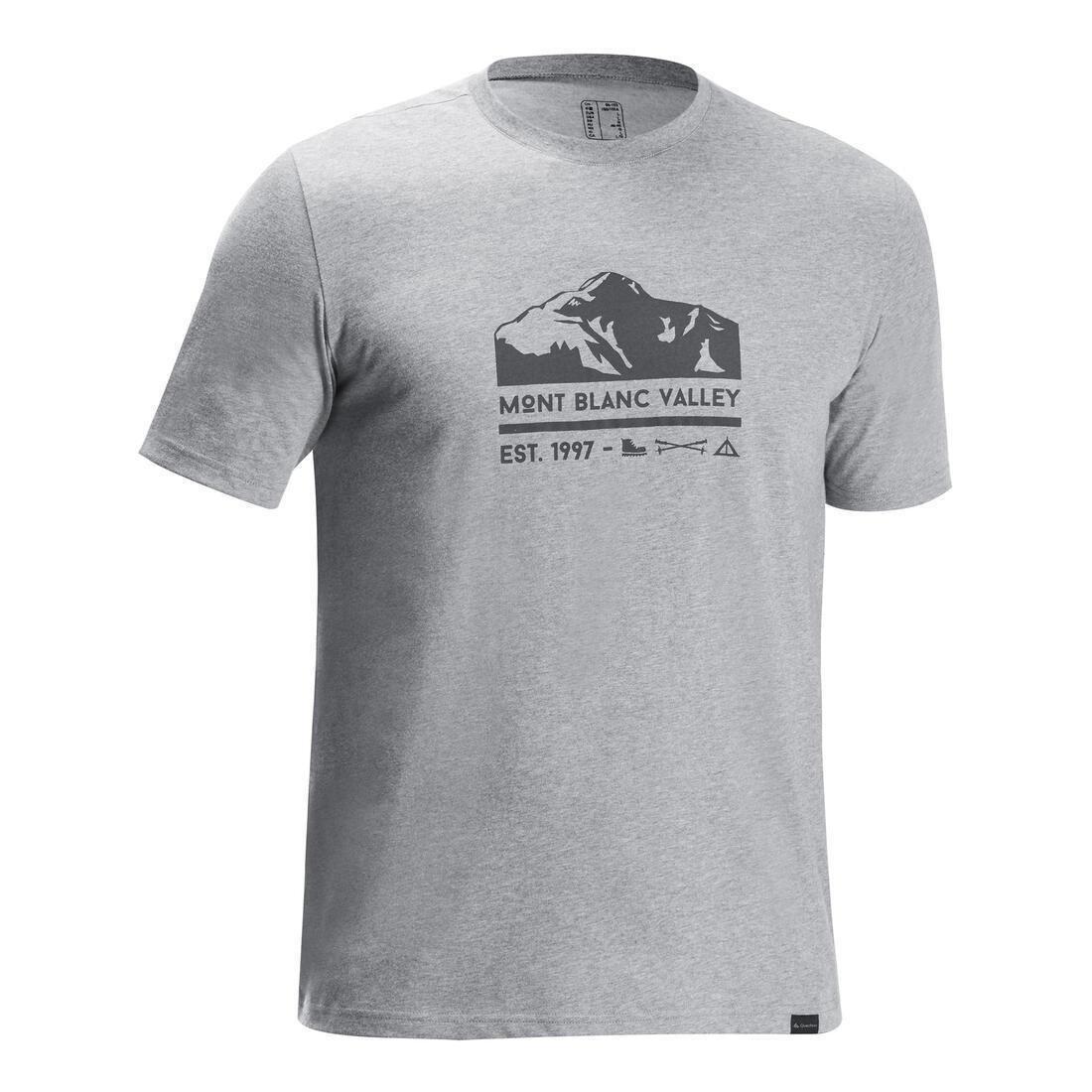 QUECHUA - Techtil100 Short-Sleeved Hiking T-Shirt Mottled, Light Grey