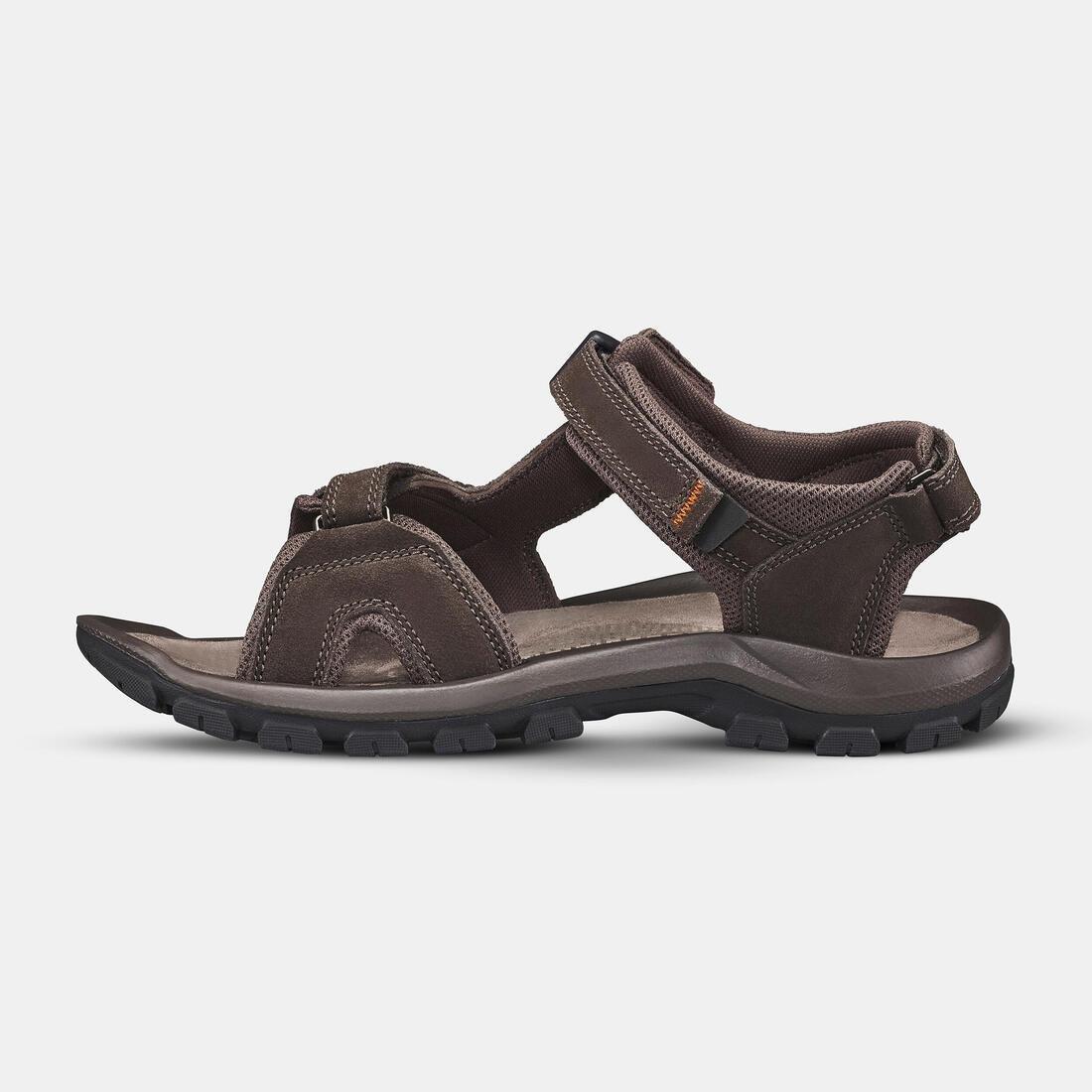 CORIANDER BROWN Men's Leather Hiking Sandals NH500, No Color, medium
