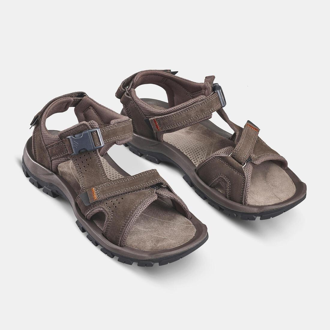 EBONY BROWN Men's Leather Hiking Sandals NH500, , large image number 3
