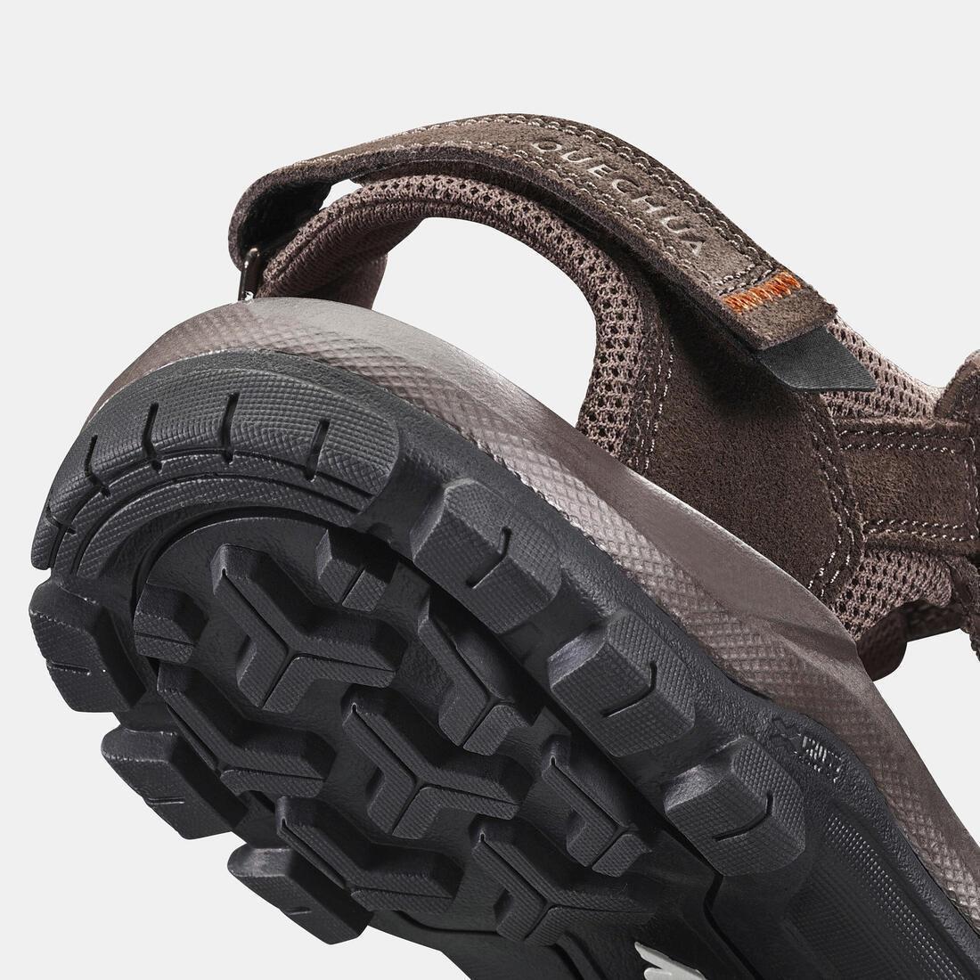 EBONY BROWN Men's Leather Hiking Sandals NH500, , large image number 4