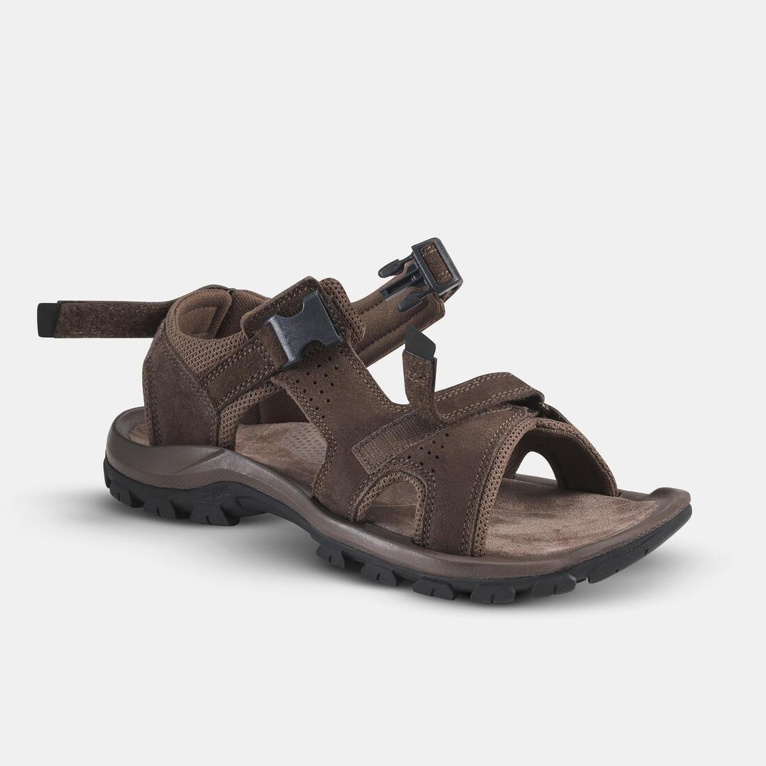 EBONY BROWN Men's Leather Hiking Sandals NH500, , large image number 5