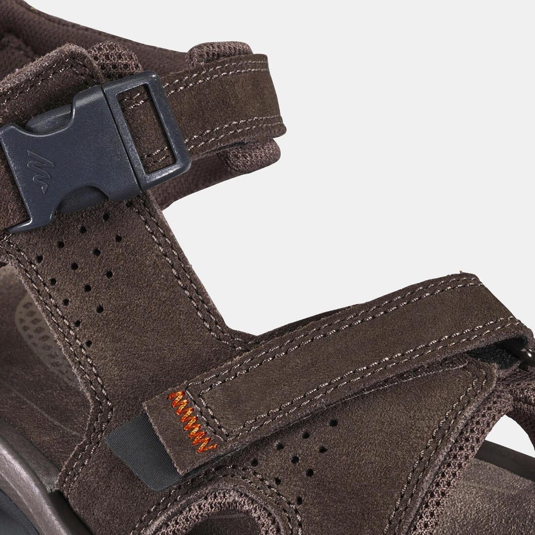 EBONY BROWN Men's Leather Hiking Sandals NH500, , large image number 6