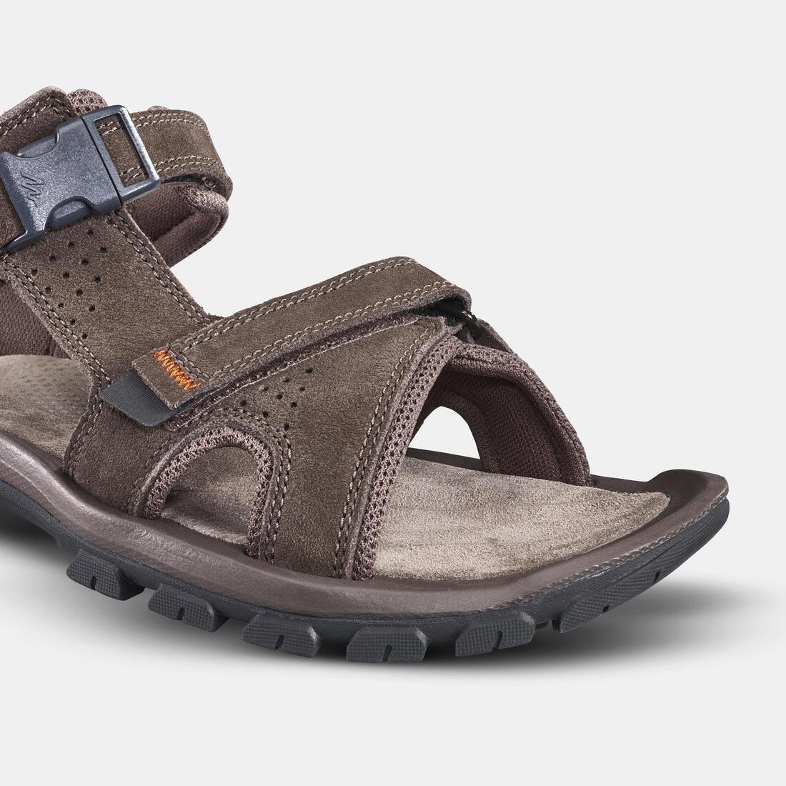EBONY BROWN Men's Leather Hiking Sandals NH500, , large image number 7
