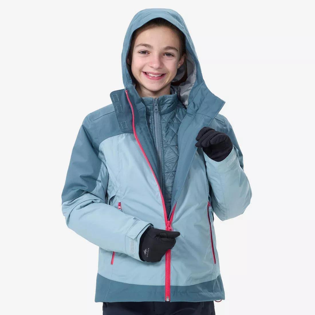 CLOUDY BLUE KIDS' WARM AND WATERPROOF 3-in-1 HIKING JACKET - SH500  MTN -10?�C - 7-15 YEARS, , large image number 0