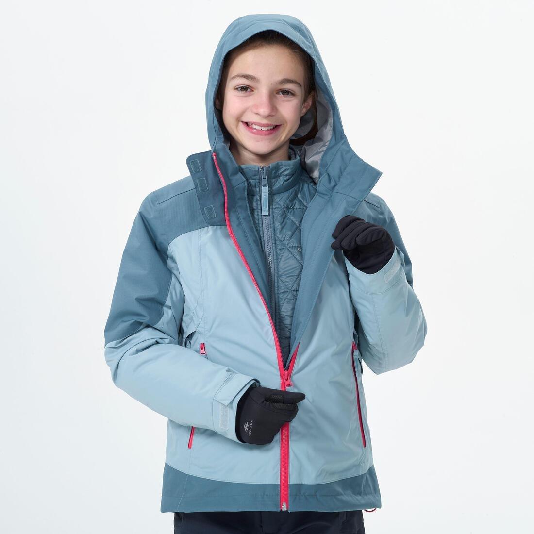 QUECHUA - KIDS' WARM AND WATERPROOF 3-in-1 HIKING JACKET - SH500  MT -10?�?�C - 7-15 YEARS, Faded denim