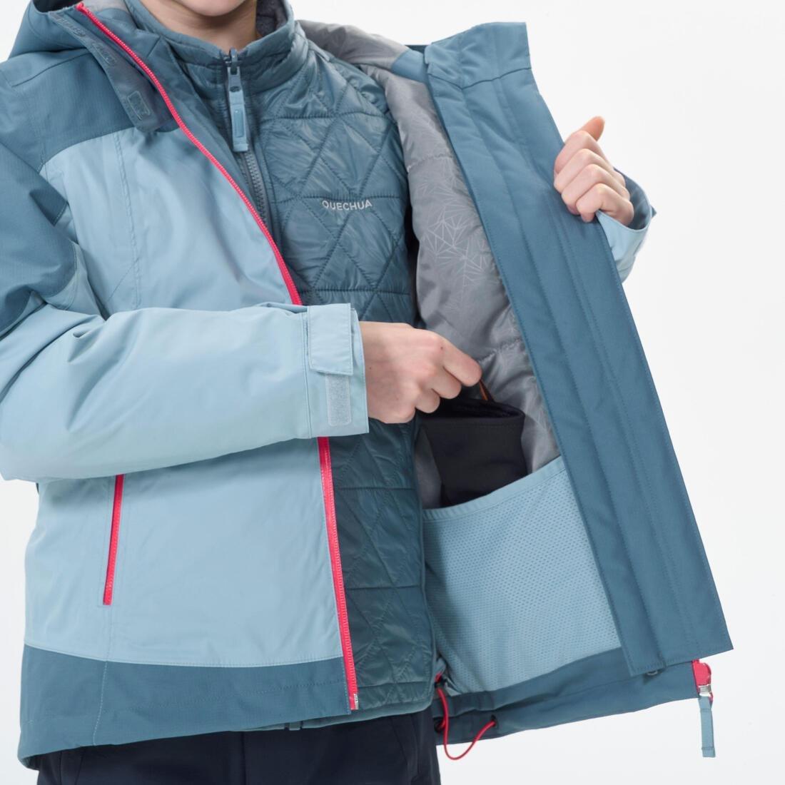 CLOUDY BLUE KIDS' WARM AND WATERPROOF 3-in-1 HIKING JACKET - SH500  MTN -10?�C - 7-15 YEARS, , large image number 8