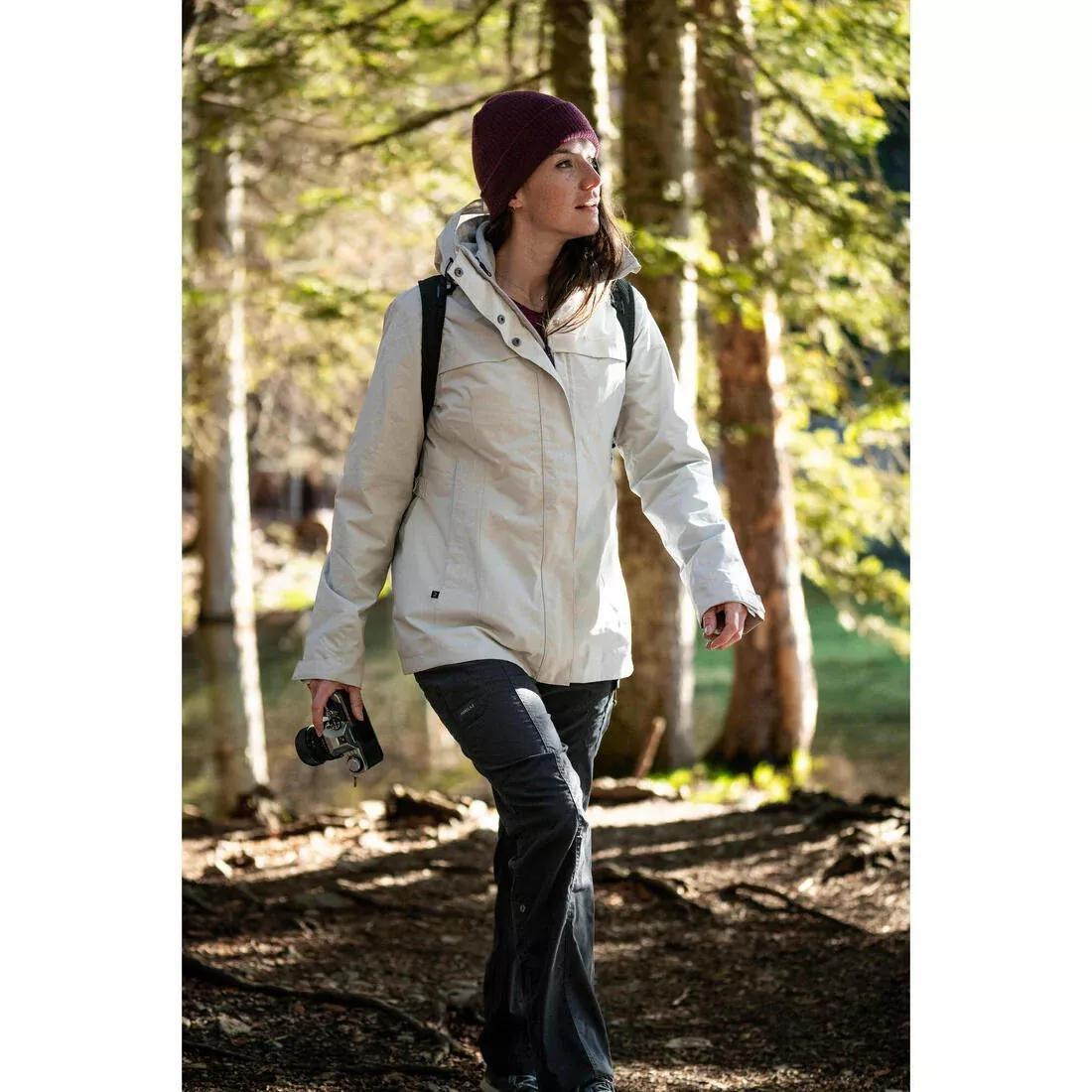 Women Waterproof 3In1 Travel Trekking Jacket - Travel 100, Grey, No Color, large image number 7