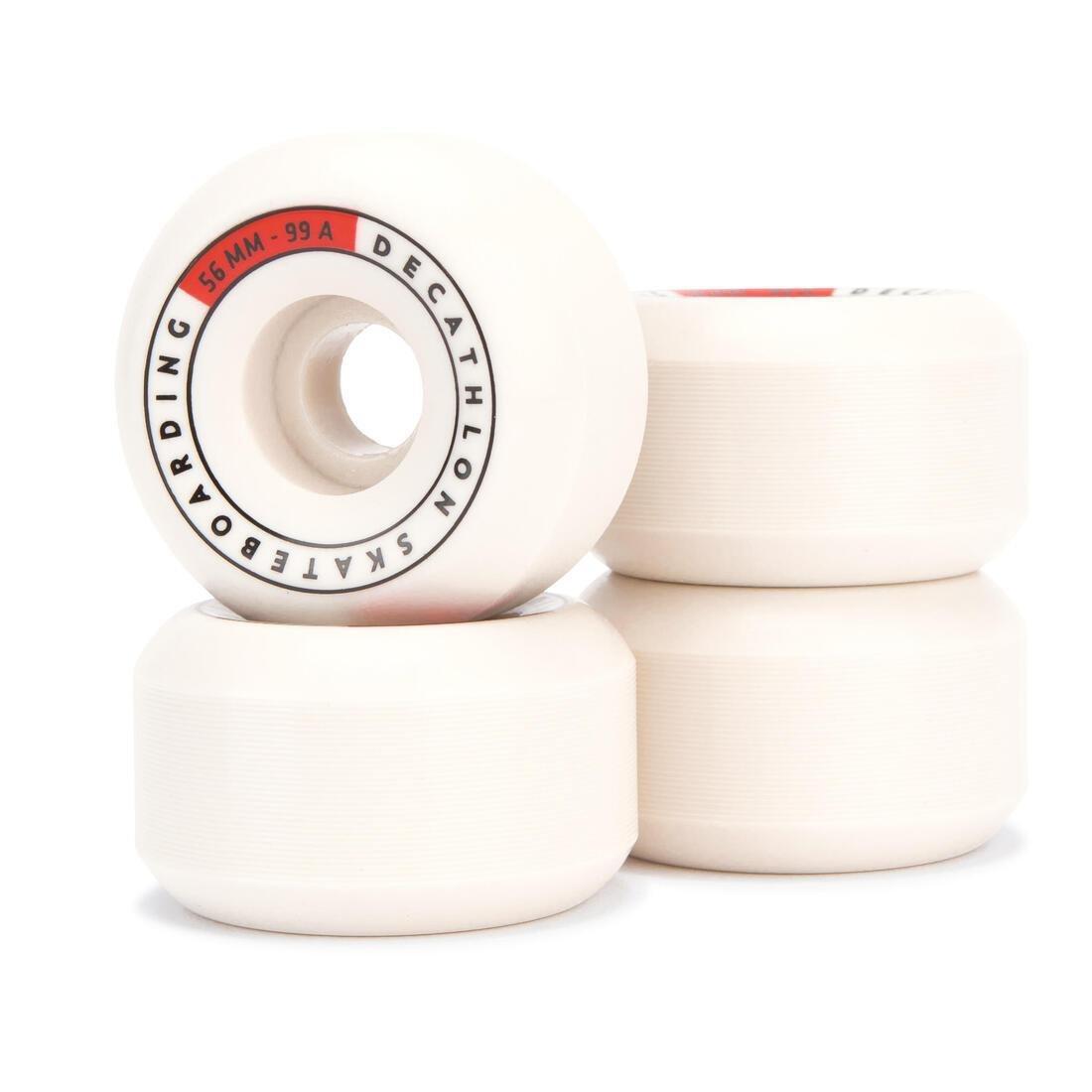 OXELO - 99A Conical Skateboard Wheels 4-Pack, Ivory/ Grey