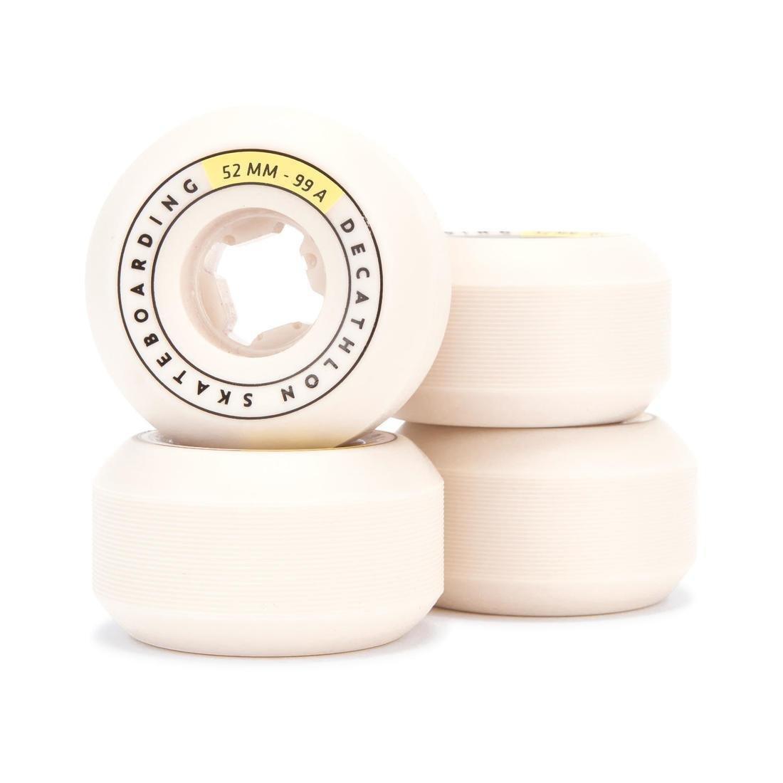 OXELO - 99A Conical Skateboard Wheels 4-Pack, Ivory/ Grey