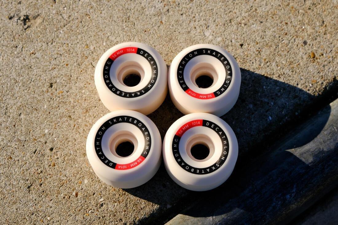 OXELO - 99A Conical Skateboard Wheels 4-Pack, Ivory/ Grey