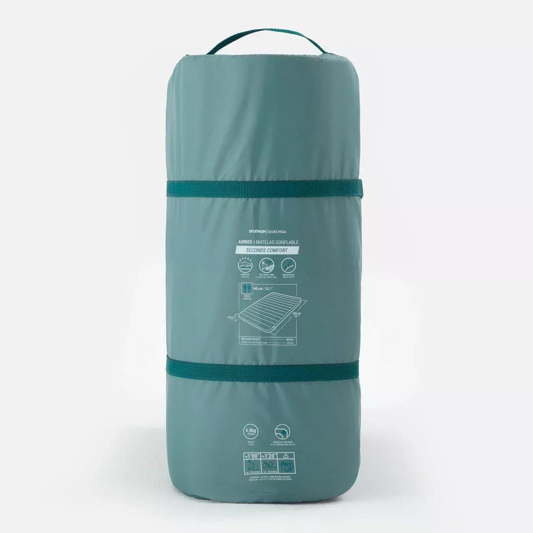 Inflatable Camping Mattress - Air Seconds Comfort 140 Cm - 2 Person, Green, No Color, medium
