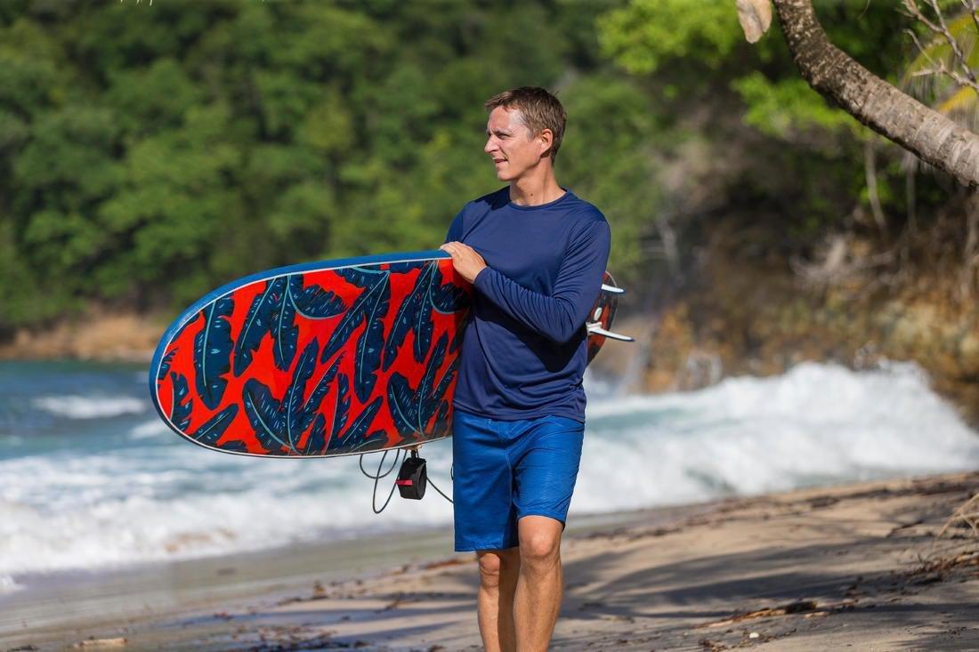 Men's Surfing long-sleeve Anti-UV Water T-Shirt, Galaxy Blue, No Color, large image number 8