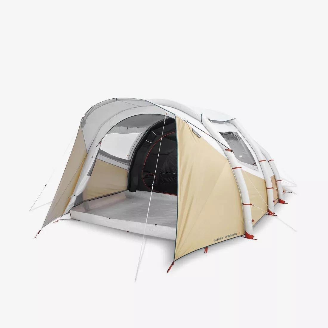 Inflatable Camping Tent - Air Seconds 5.2 - 5 People - 2 Inner Tubes, Beige, No Color, medium