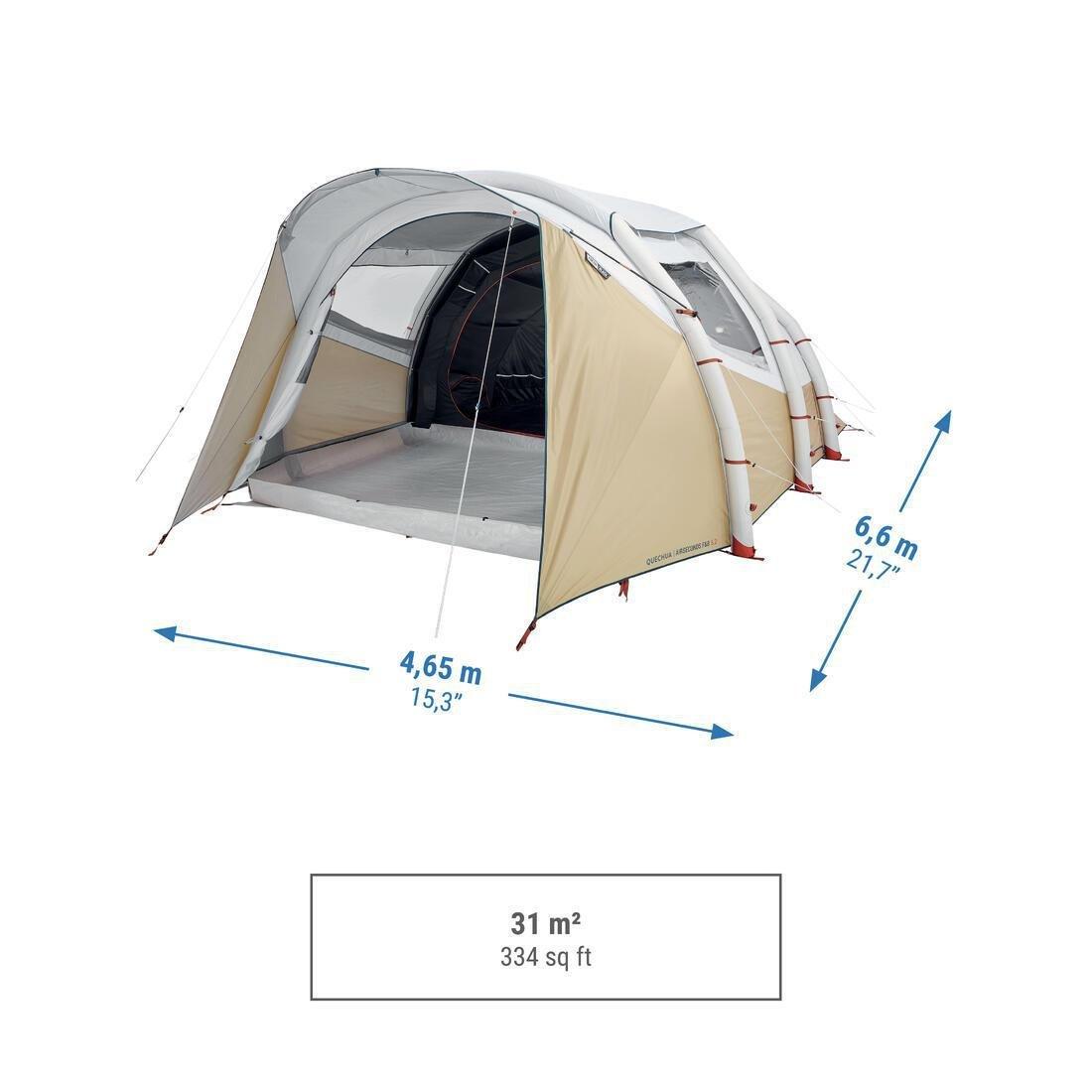 Inflatable Camping Tent - Air Seconds 5.2 - 5 People - 2 Inner Tubes, Beige, No Color, medium