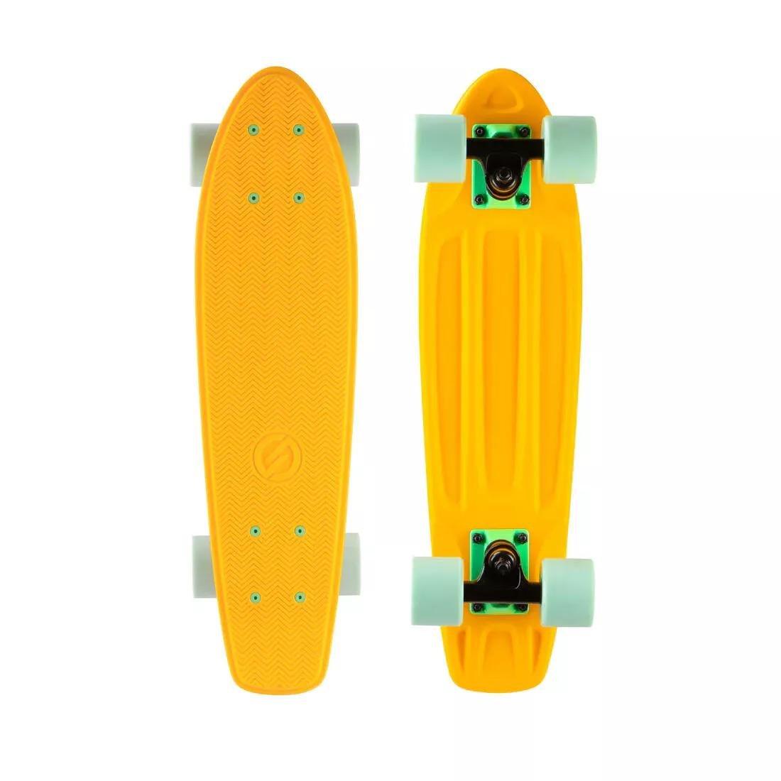 OXELO - Cruiser Skateboard Yamba 100 - Coral, Yellow