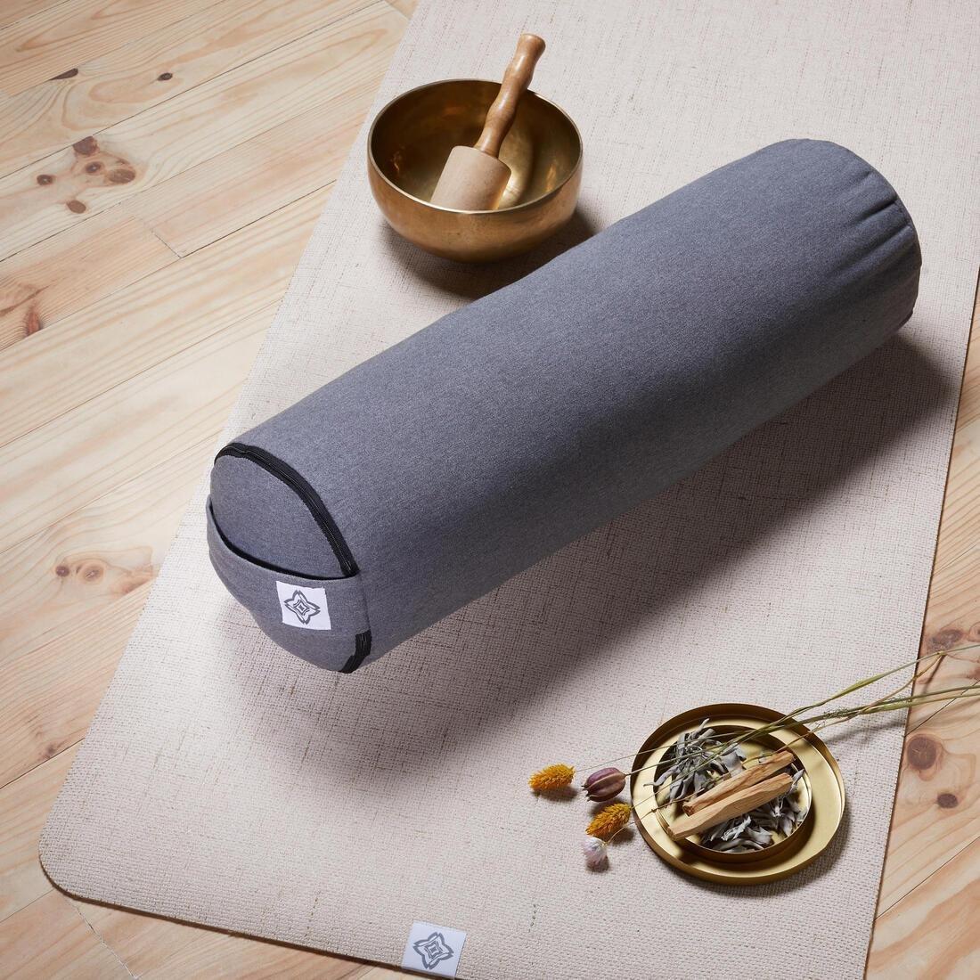 Firm Cotton Yoga Bolster/Cushion, Grey, , large image number 1