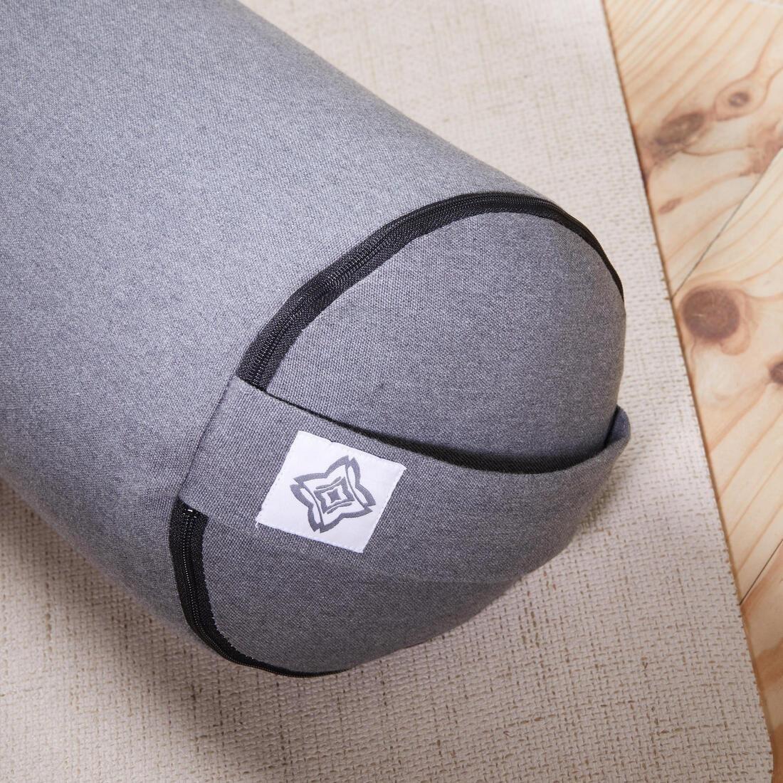 Firm Cotton Yoga Bolster/Cushion, Grey, No Color, medium