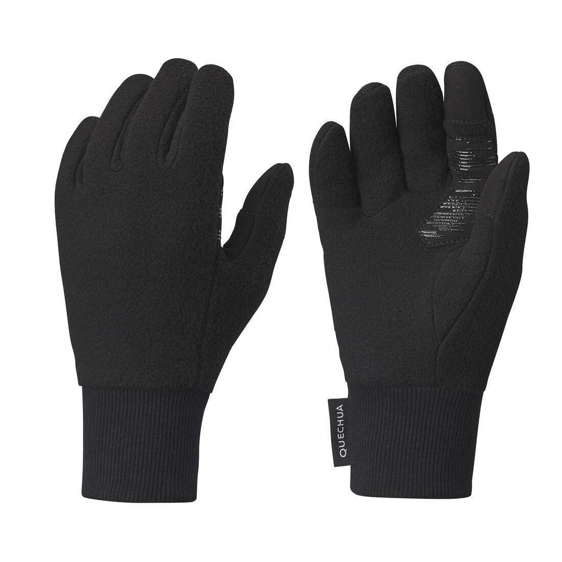 QUECHUA - Kids Fleece Hiking Gloves - Sh500 6-14 Years, Black