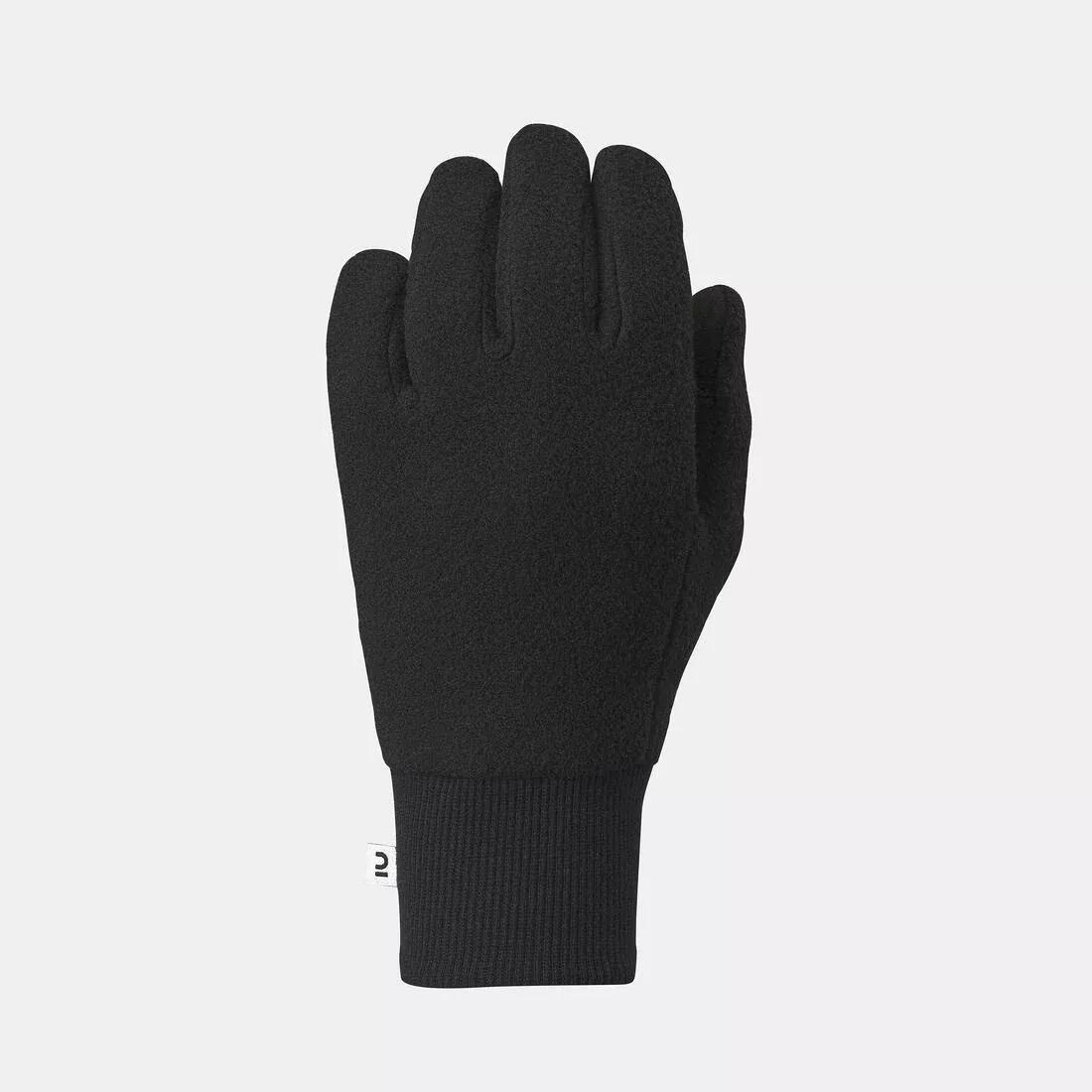 QUECHUA - Kids Fleece Hiking Gloves - Sh500 6-14 Years, Black