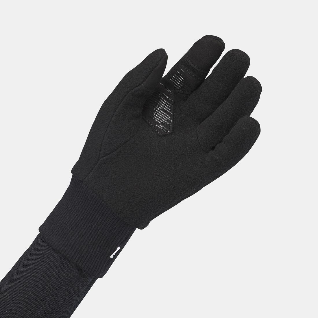 Kids Fleece Hiking Gloves - Sh500 6-14 Years, Black, , large image number 2